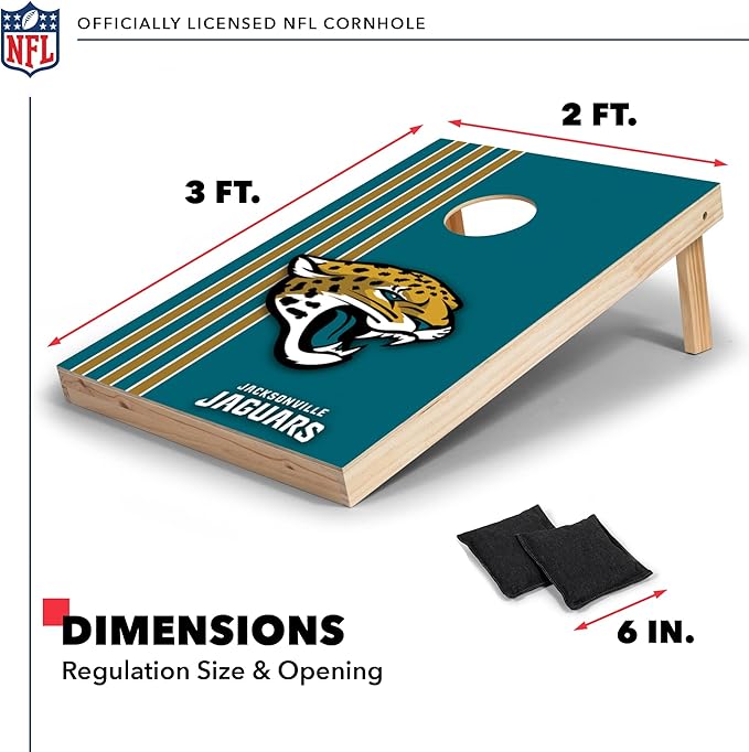 NFL 2' x 3' Solid Wood Cornhole Set with Direct Print HD Team Graphics – Great Gift for Any Football Fan! Bean Bag Toss Family Outdoor Games