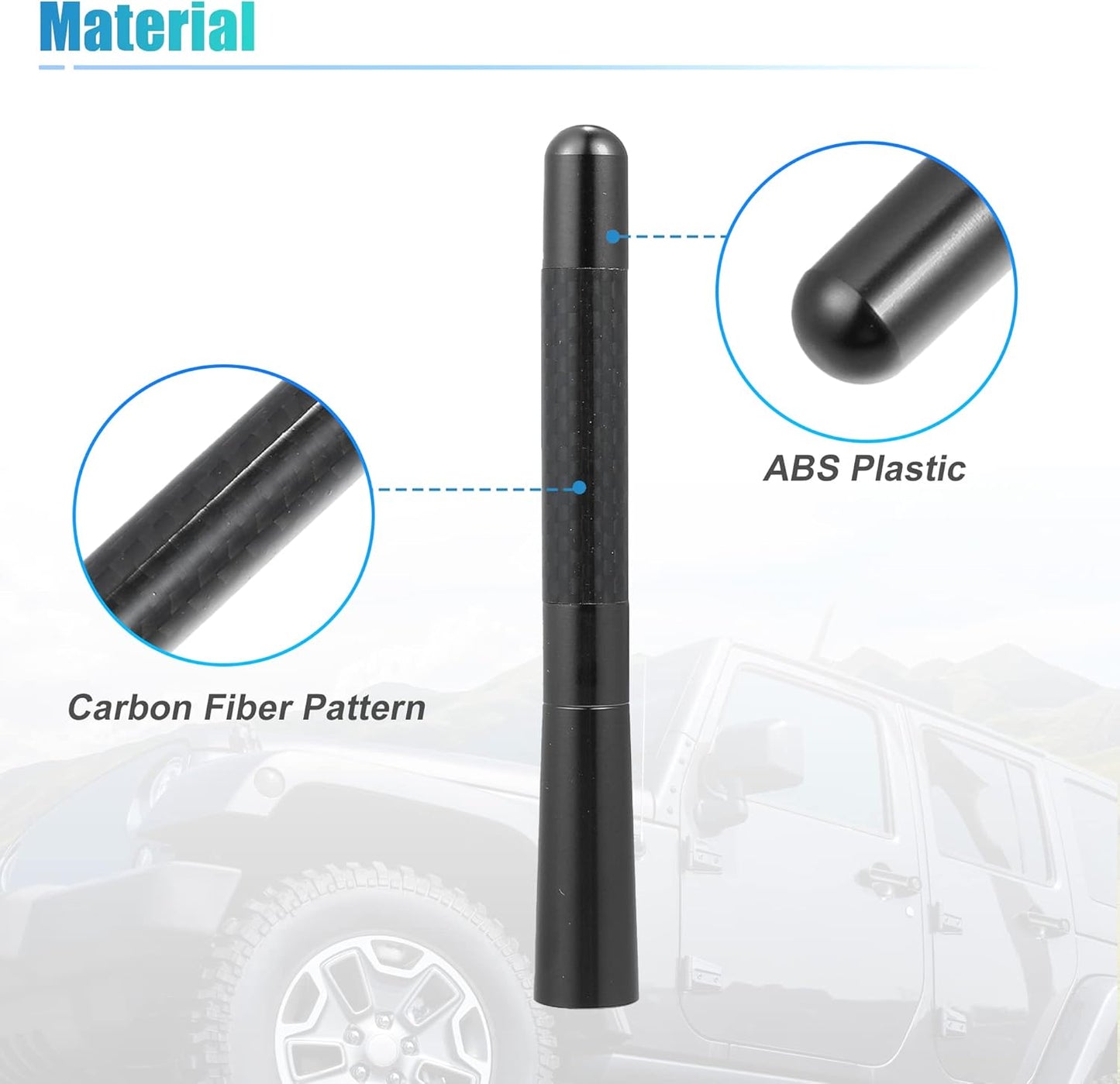 X AUTOHAUX 1 Set 12cm 4.7 Inch Universal Car AM FM Radio Signal Antenna Mast for for Jeep for Dodge for Ram for Ford