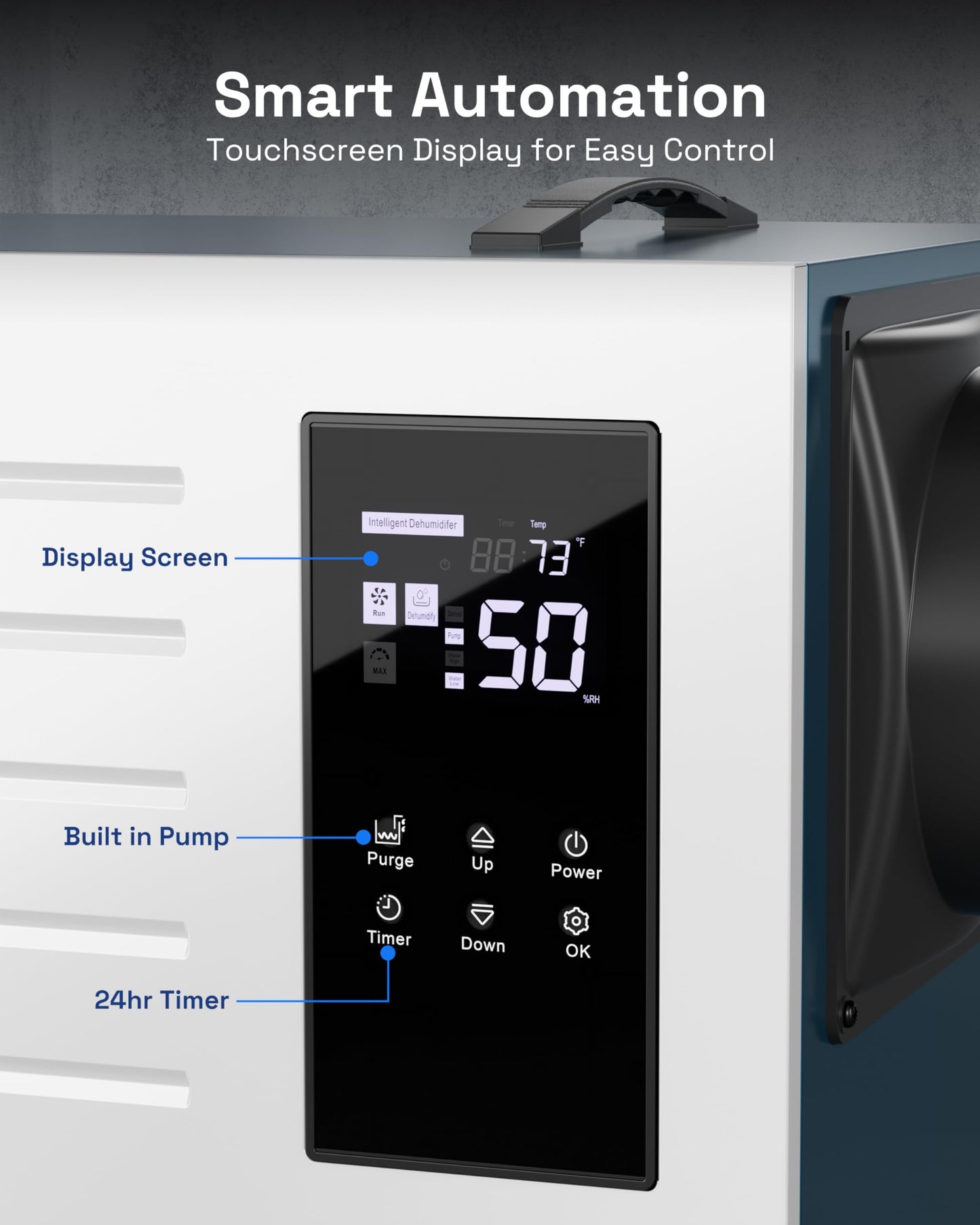 HBN Crawl space Dehumidifier 125 Pints with Pump and Drain Hose, Industrial Dehumidifier for Basement and Commercial up to 5900 Sq. Ft, Large Capacity, Built-in 24-Hour Timer