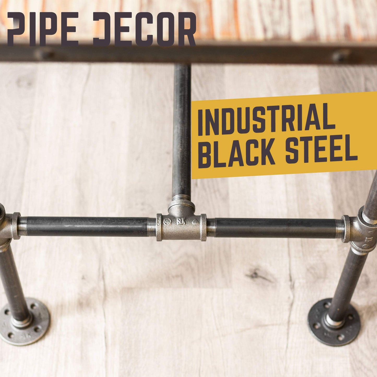 PIPE DECOR Industrial Kitchen Dining Table Base, 3/4 Inch Pipe, 30 Inch Height Rustic Metal Frame for Home Office, Basement, Study - Poker Design