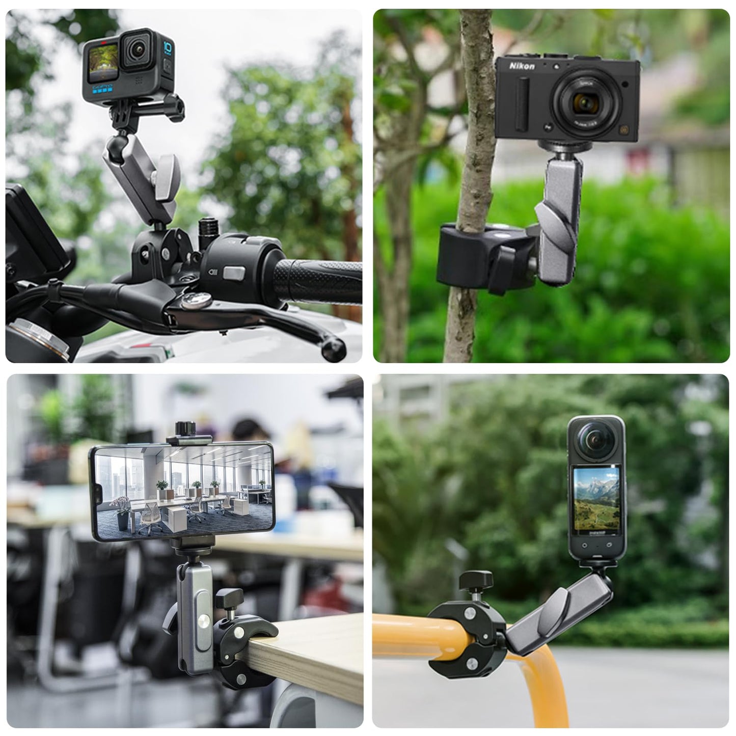Suptig Camera Mount Super Clamp Pole Mount Tripod Clamp for Phon, Gopro Hero 13 Hero 12 11 10 9 8 7 6 5, Gopro max2, Insta 360, DJI osmo Canon DSLR etc.