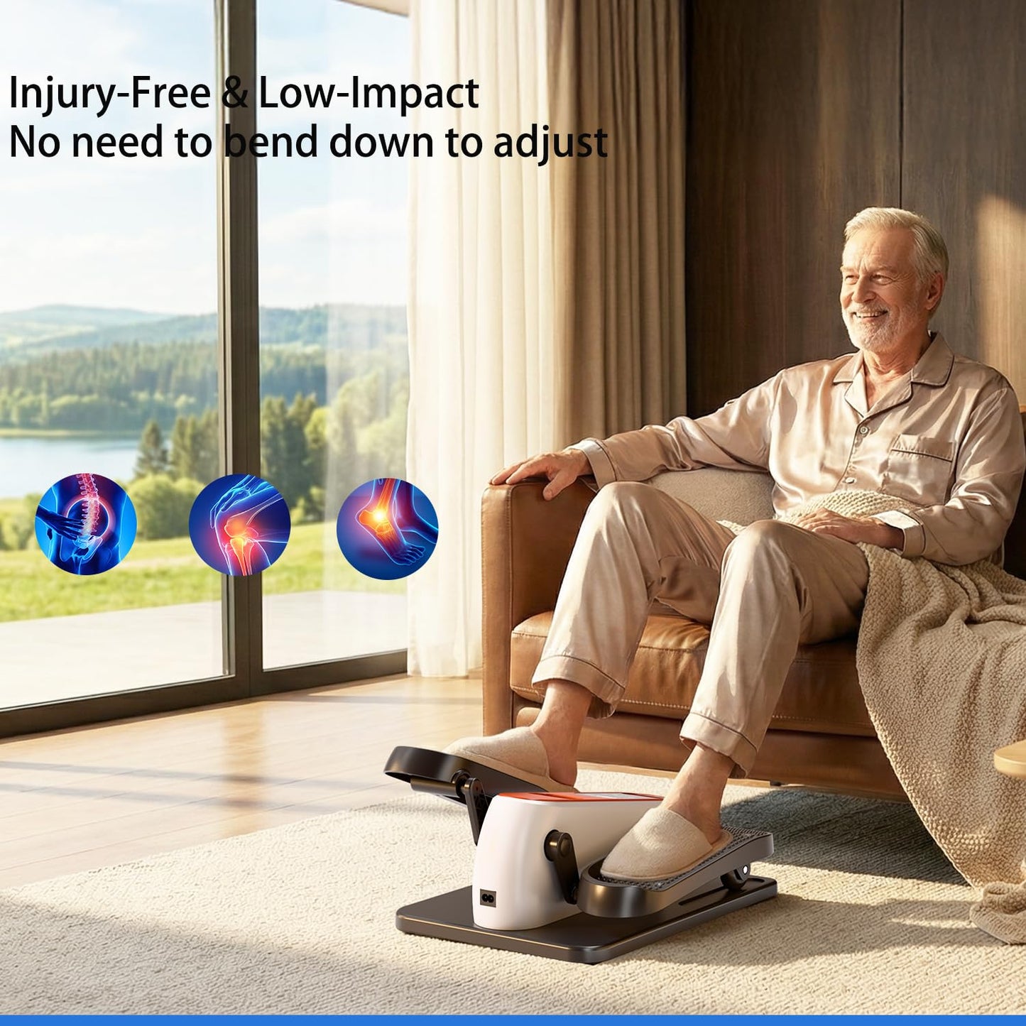 Under Desk Elliptical Machine, Mini Ellipse Leg Exerciser as Seen on TV, Portable Quiet Electric Seated Pedal Exerciser While Sitting for Seniors, 12 Speeds, Manual & Auto Mode for Home & Office