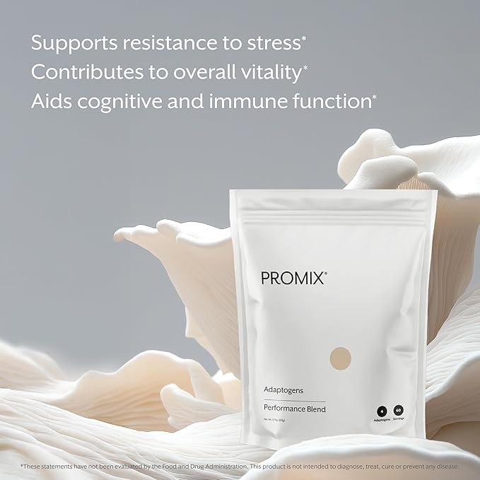 Promix Adaptogens Mushroom Coffee Supplement Powder - with Organic Ashwagandha, Lion?™s Mane, Turkey Tail & Reishi - 60 Servings