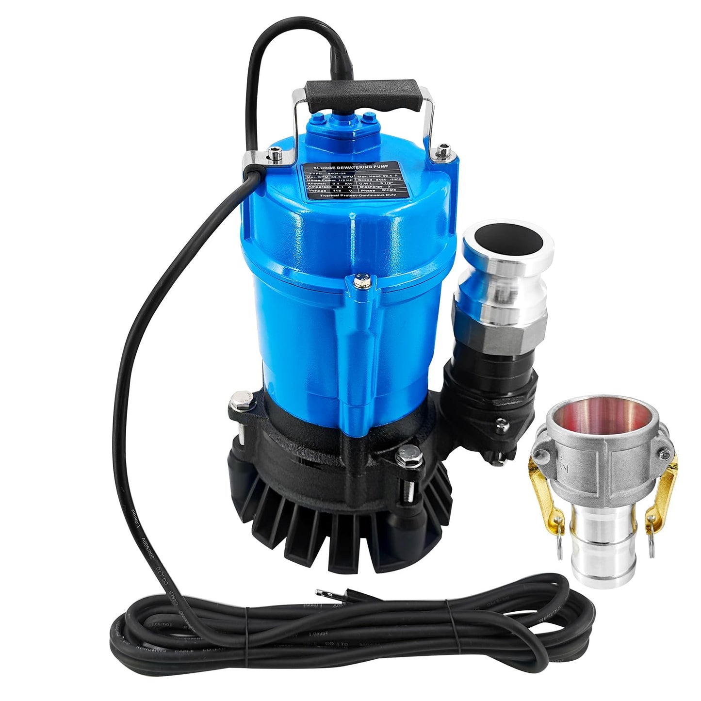 Buxatina 115V 1/2HP 52.8GPM 3600RPM Sludge Dewatering Pump Replacement for Allegro 9404-04 Sludge Pump for Pumping Standing Water containing Sand, Solids, Leaves or Debris