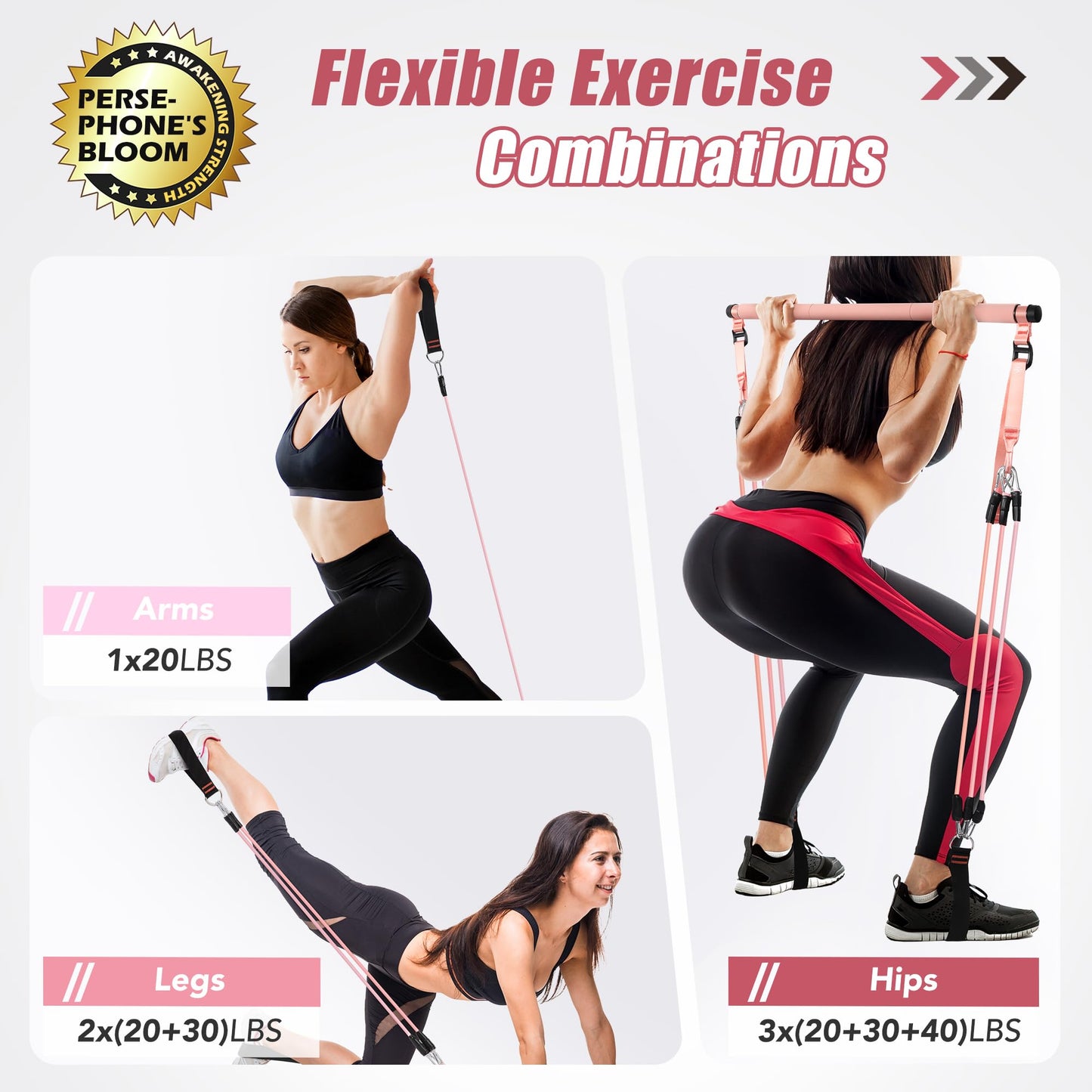 ALongSong Upgraded Pilates Bar Kit with Resistance Bands Natural Latex, Heavy-Duty Stainless Steel Multifunctional Yoga Pilates Stick for Home Gym Exercise Fitness Equipment Full-Body Workouts