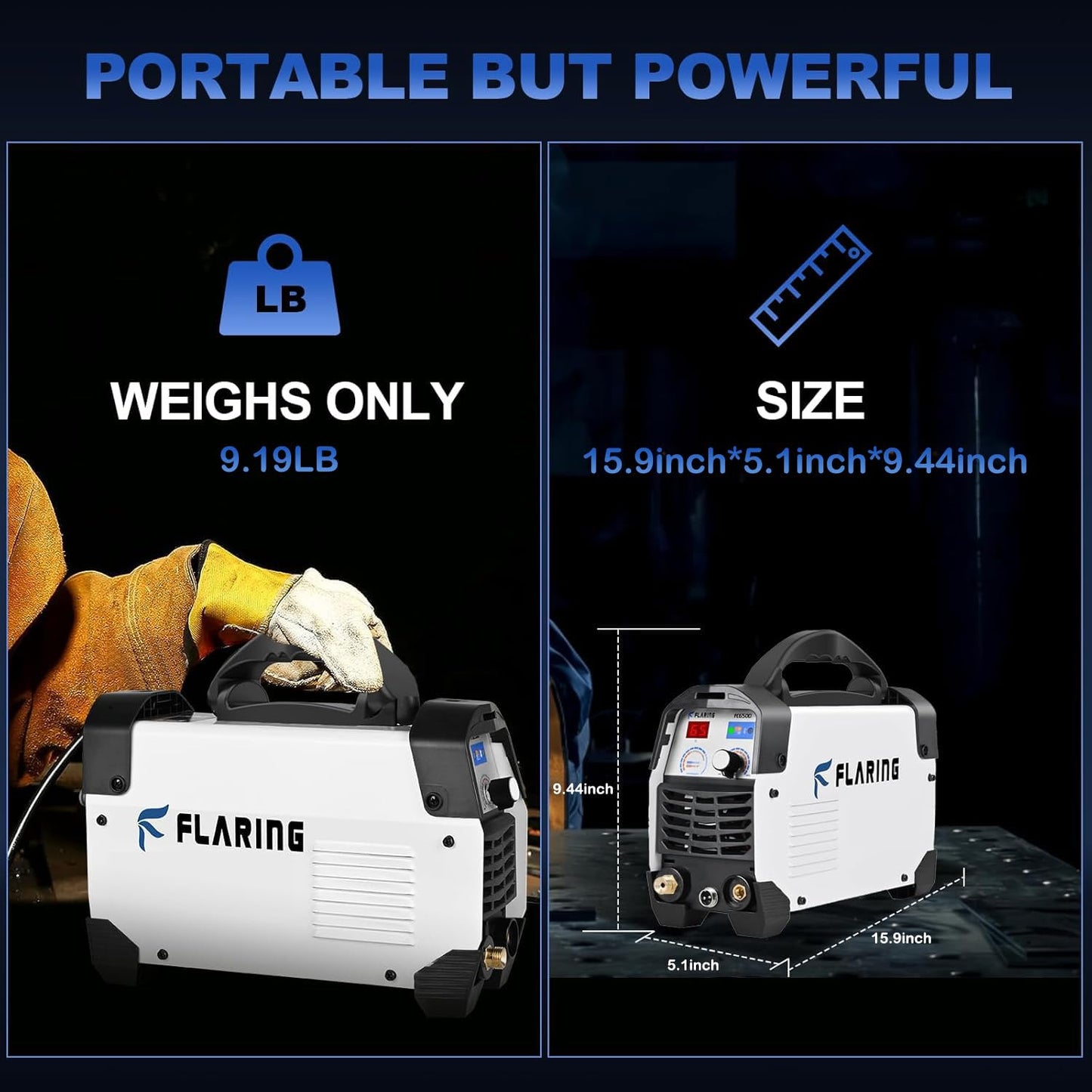FLARING Plasma Cutter,65 Amp Plasma Cutter Machine 120V 240V 4/5" (20mm) Max Cutting 1/2" (12.7mm) Clean Cut IGBT High Frequency Inverter Touch ARC Plasma Cutter with Consumable Set Update 5th FC650D