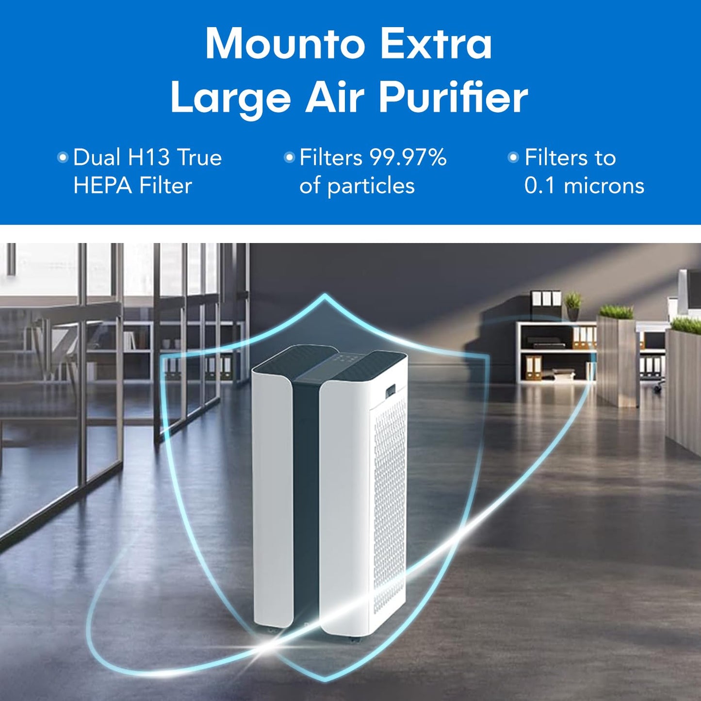 MOUNTO 600 cfm Whole‑Home HEPA Purifier & HEPA500 Commercial Scrubber