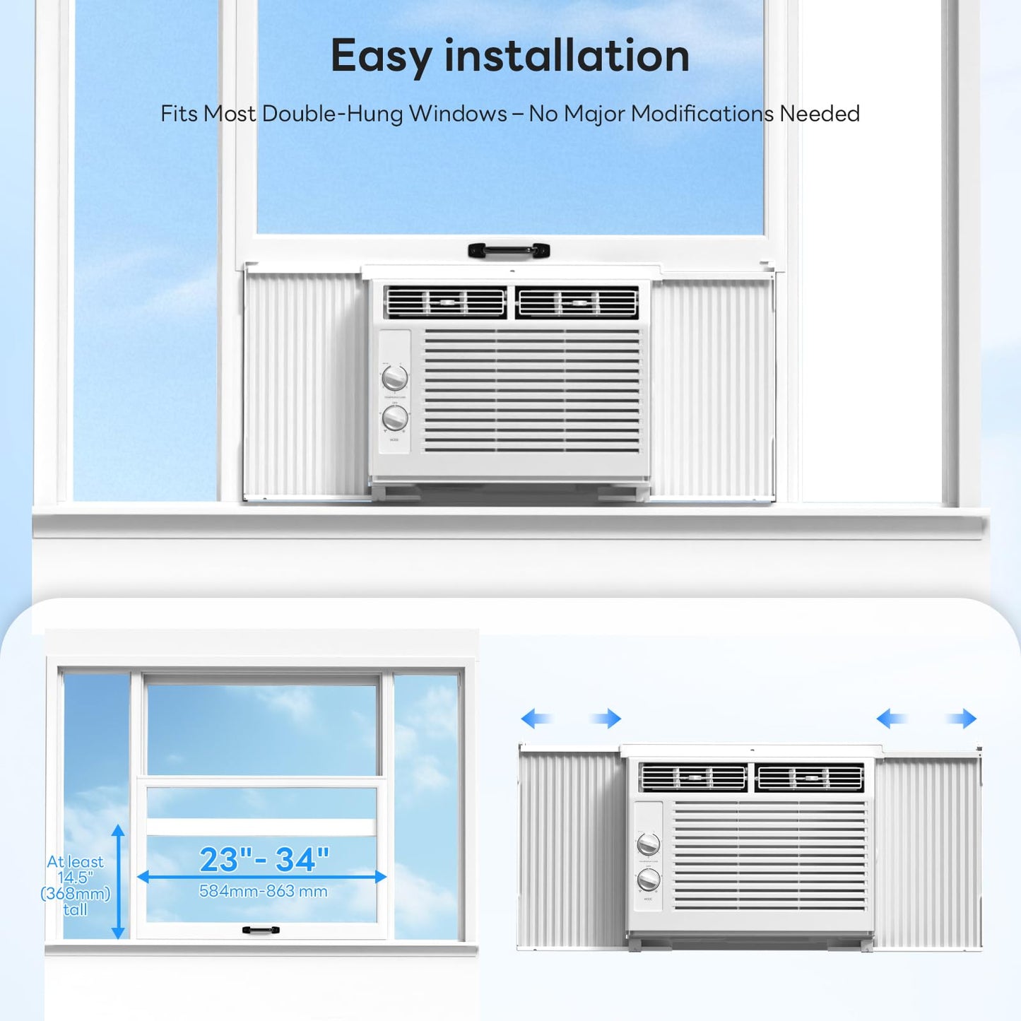 ZAFRO 5,000 BTU Window Air Conditioner Cools Up to 150 Sq.Ft.,Window AC Units with Cool,Fan,Washable Filter,Quiet Operation,Easy to Use for Bedroom,Small Rooms,White
