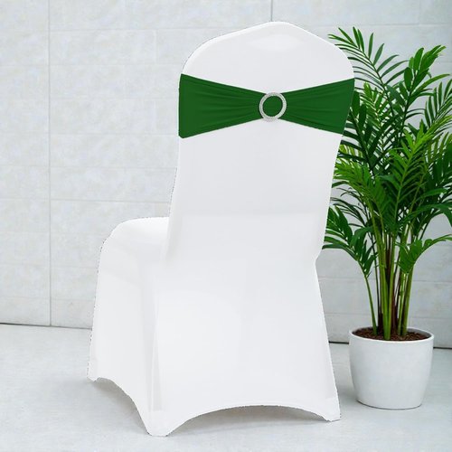 MDS Spandex Chair Sashes - Pack of 125 Elastic Stretch Bands with Slider Bow for Wedding Decor - Green