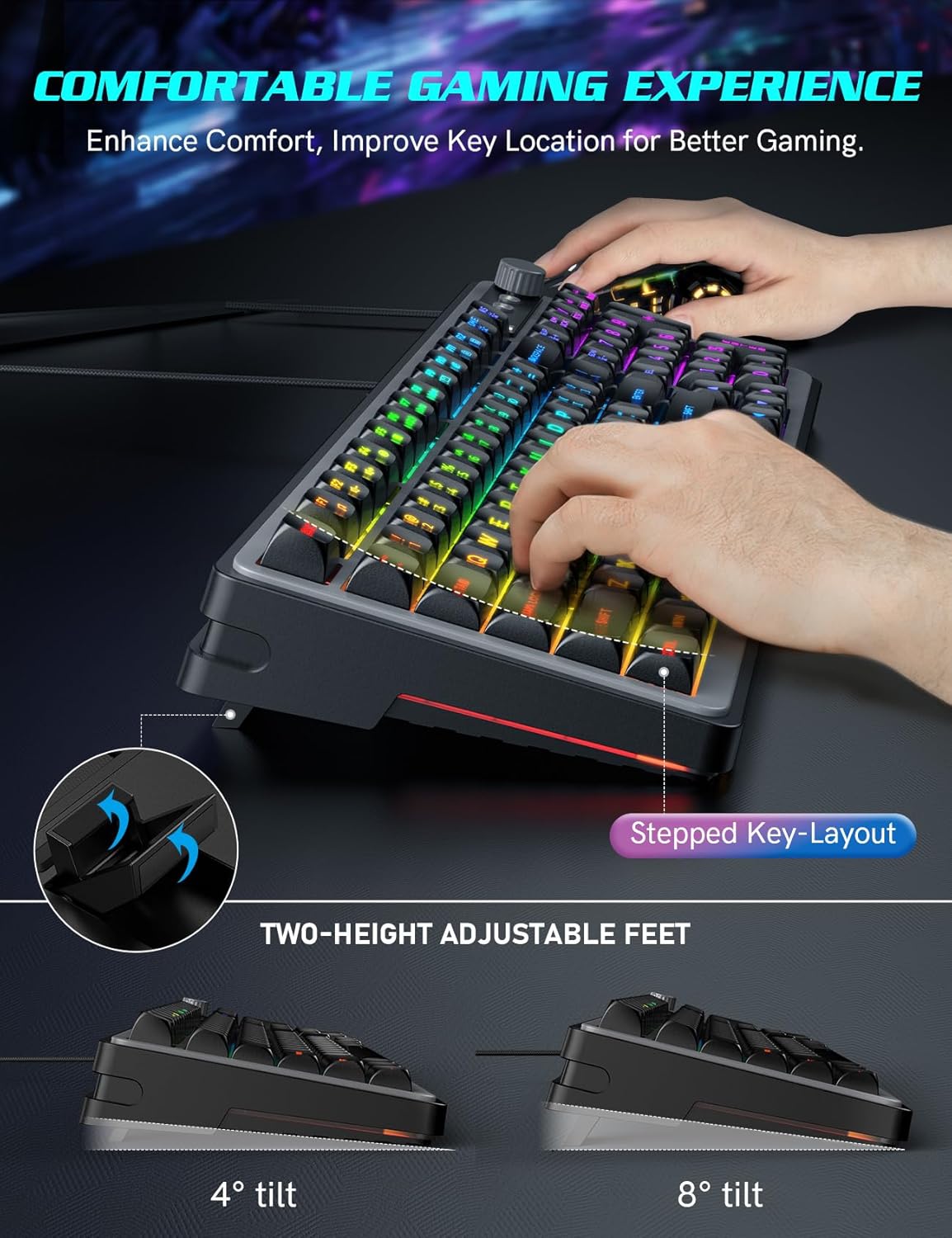 Trueque 14 26-Key Gaming Keyboard and Mouse Combo - RGB Backlit Lighting Effects, USB Wired Computer Keyboard