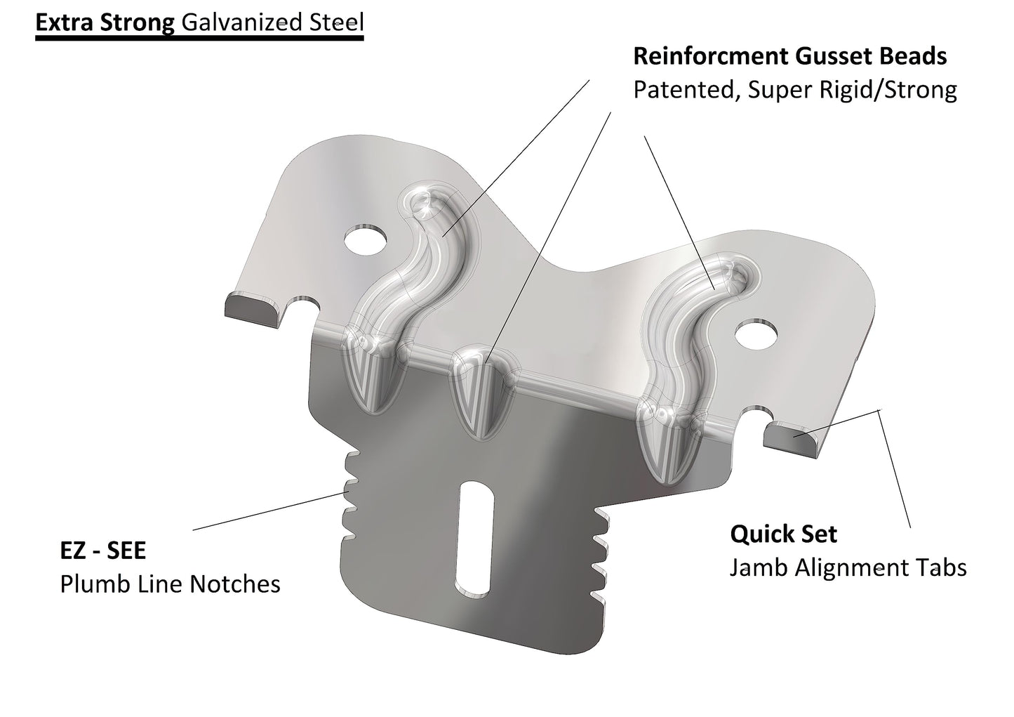 Strongest Door Install Kit - Quick-Hang Bulk | Door Install Clips™ | Patented Strength Gussets
