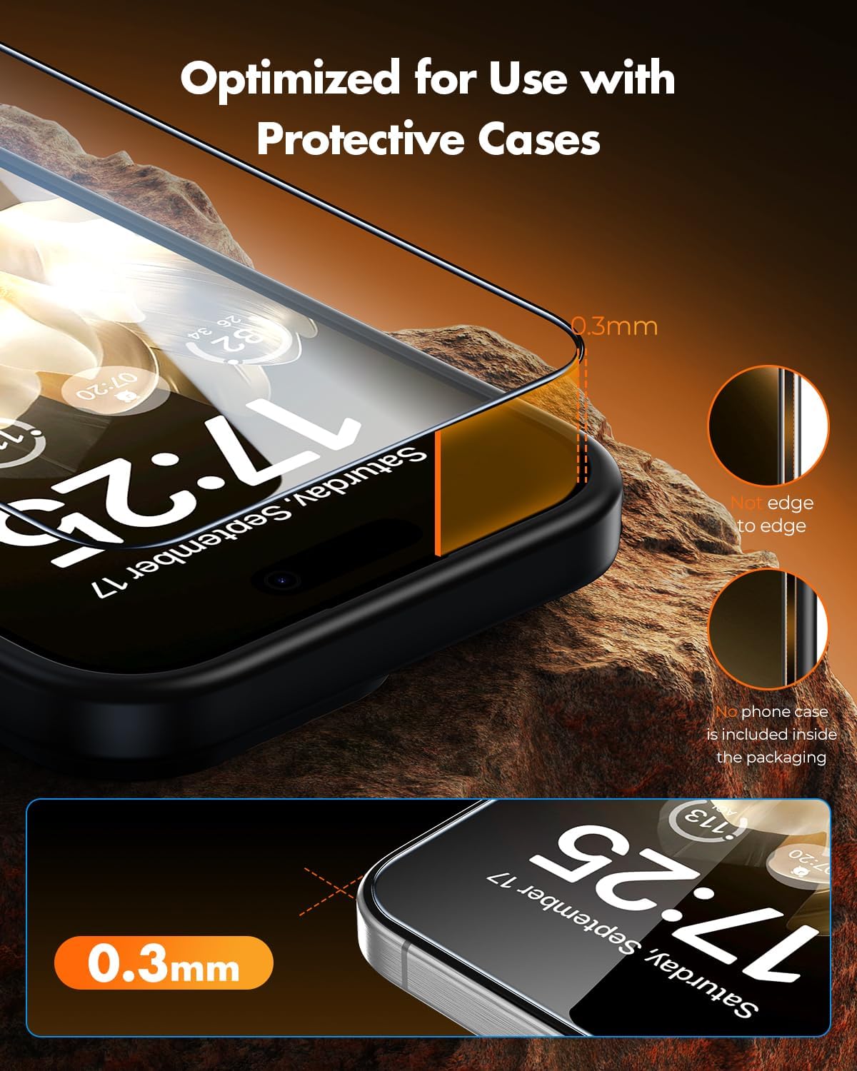 15 [3-Pack], 9H+ 6.7-Inch UNBREAKcable iPhone Pro Max Screen Protector Tempered Glass with Auto-Align Tech for Easy