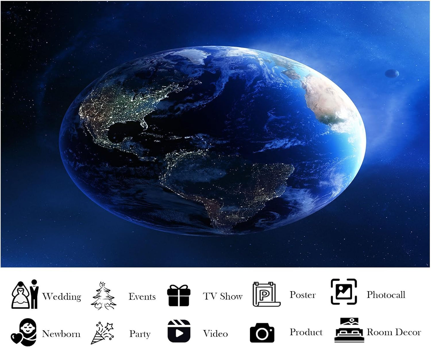 LidyMini 10x8ft Fabric Earth from Space Backdrop Planet Globe Night Light Background Science Themed Party Decorations
