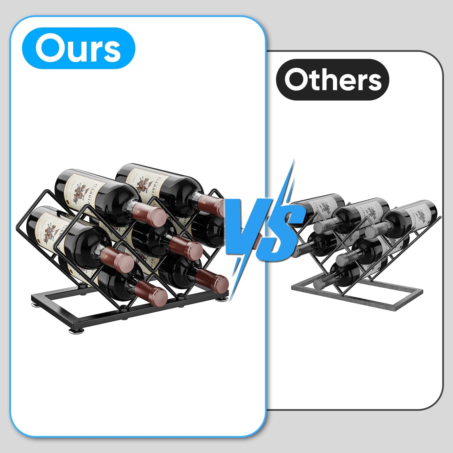 POKIPO Countertop Wine Rack - 7 Bottles Metal Small Wine Rack Wine Bottle Holder Storage Space Saving for Home Kitchen Bar Tableop Cabinet Pantry
