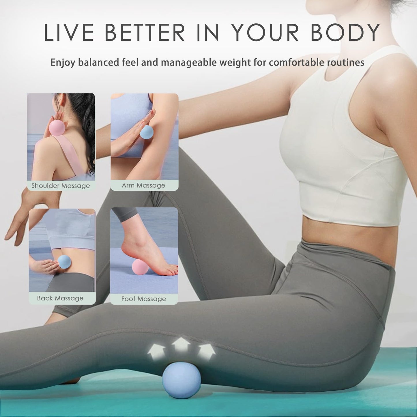 JIEJUNJIE Silicone Lacrosse Balls for Yoga and Myofascial Release - Deep Tissue Massage,Trigger Point Therapy and Foot Plantar Fasciitis,Muscle Knots,Relieving Muscle Pain,Muscle Soreness Balls