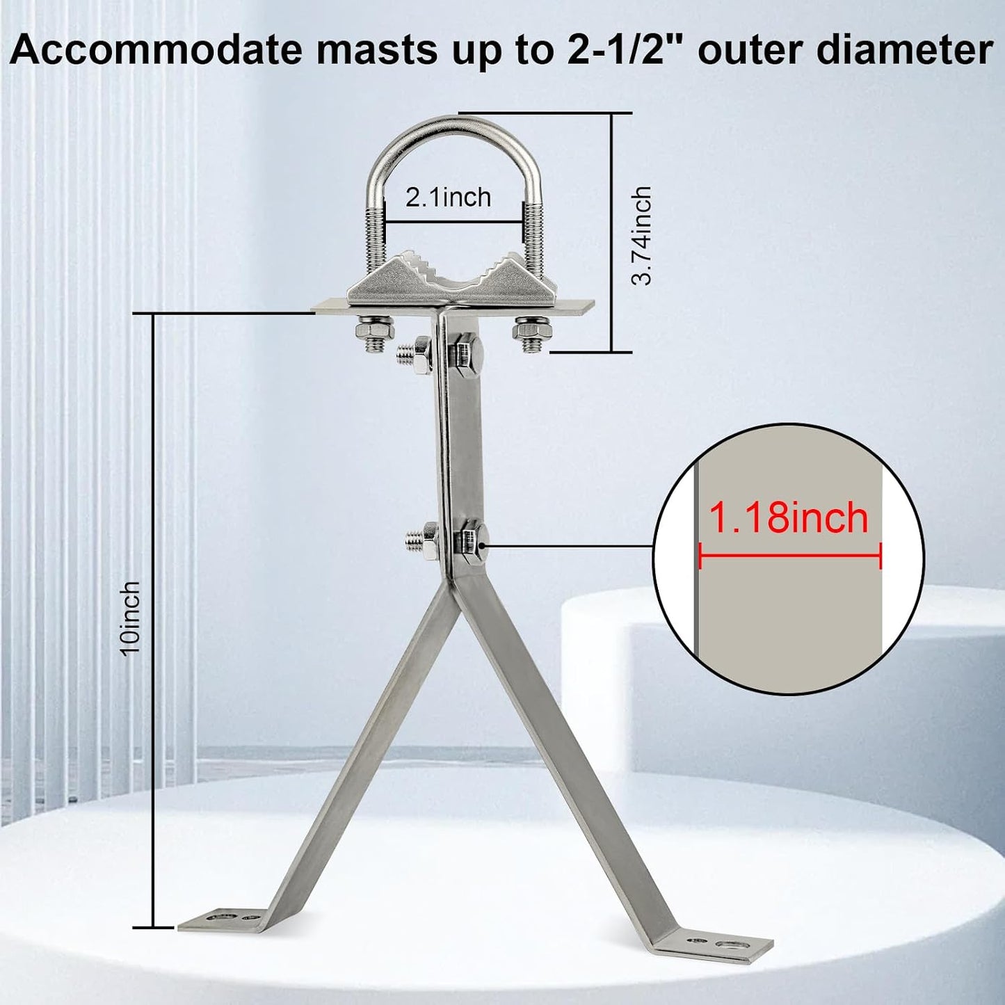 10 Inch (2-Leg 2-Leg) XRDS-RF Antenna Wall Mount Heavy-Duty Stand Off Wall Mast Mount Windproof Mounting Bracket for TV