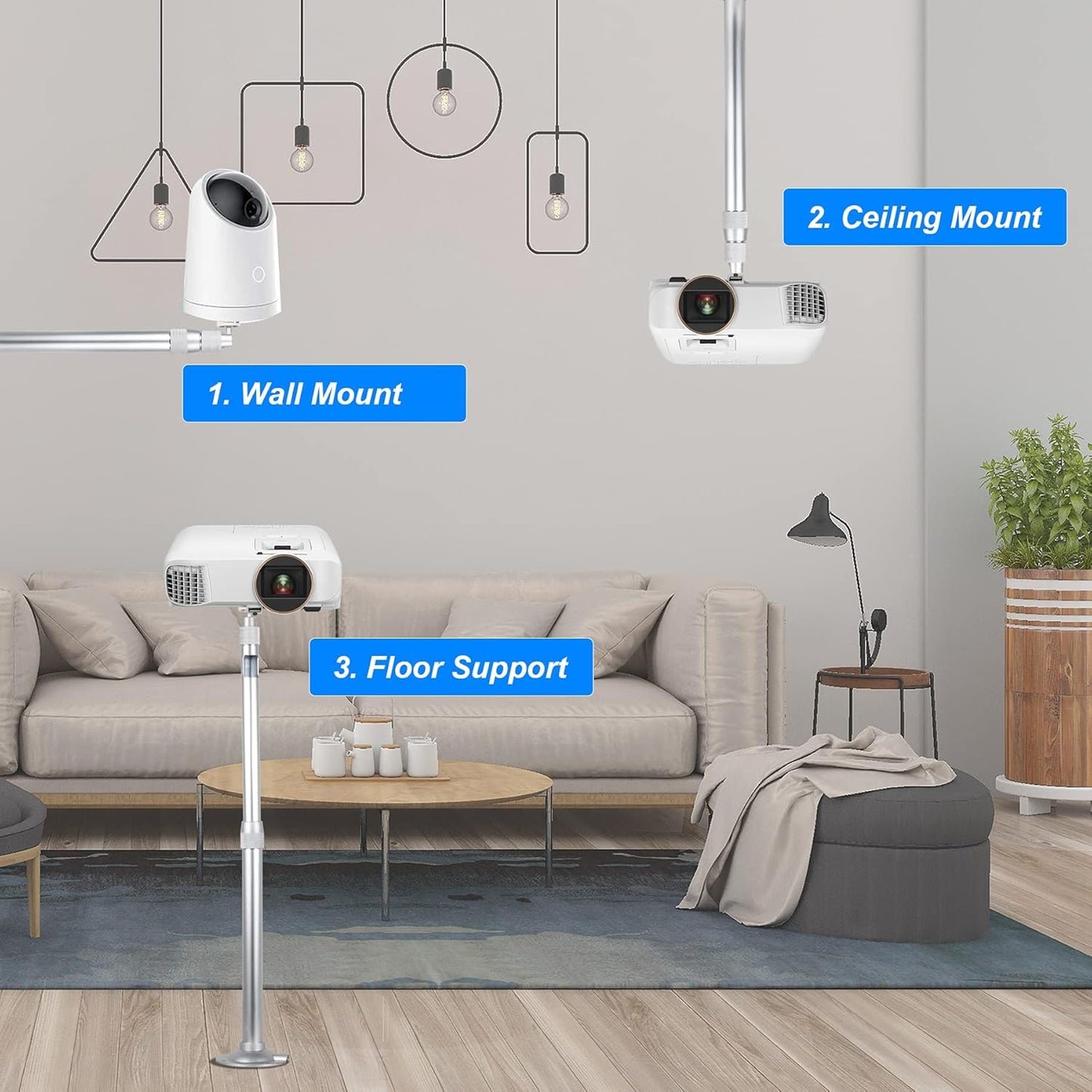 YiePhiot 15-24in Universal Projector Mount - Extendable Height Wall Hanger for DLP & Video Projector
