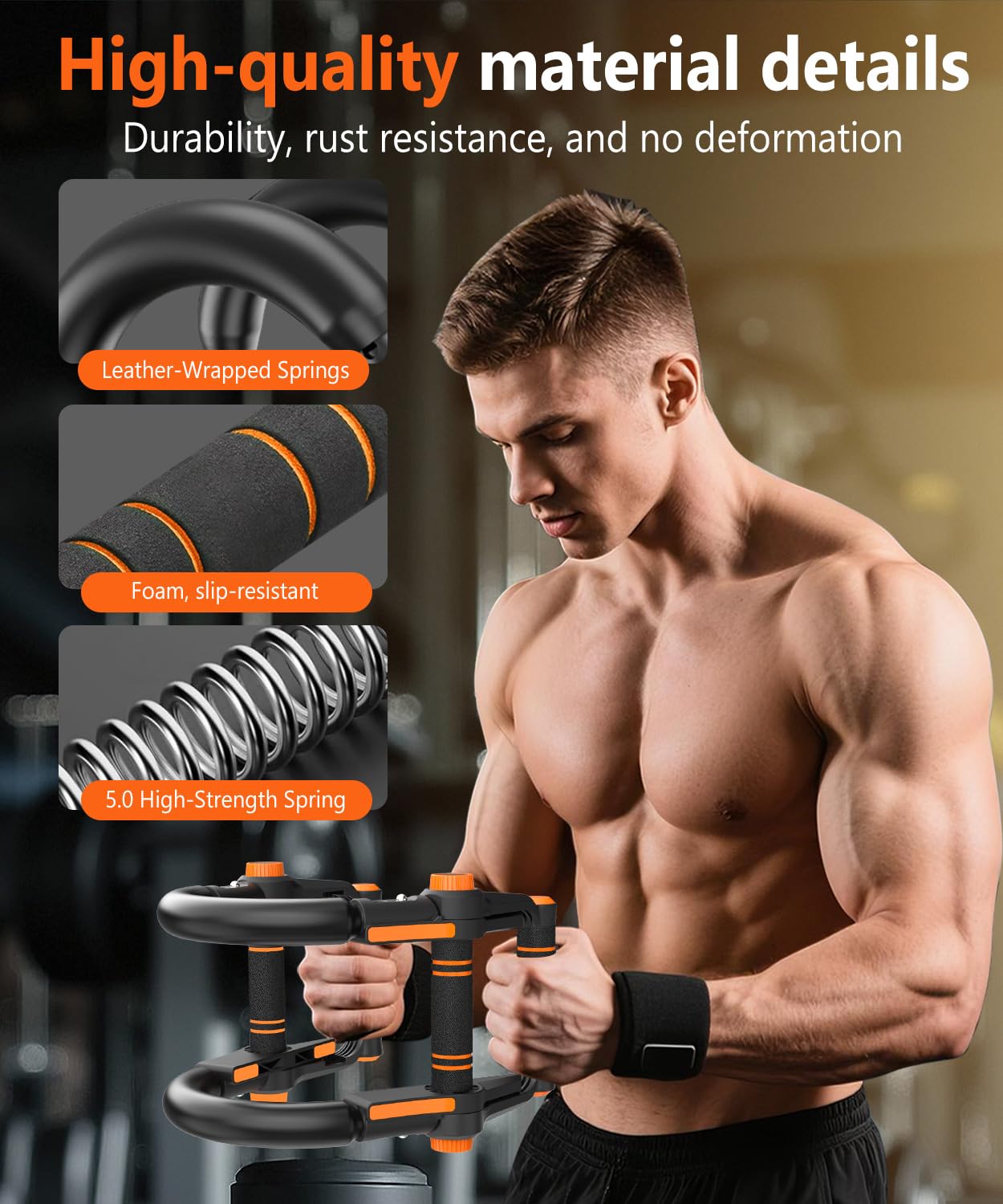 HIFGROD Twister Arm Trainer - 3-in-1 Adjustable Chest Workout Equipment,Portable Home Gym Chest & Arm Workout, Push Up Bars, 60-140lbs Resistance for Men Women