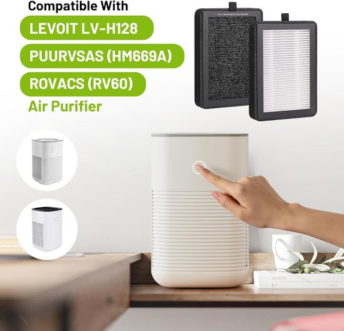 Levoit LV-H128 Replacement Filter - 3-in-1 True HEPA Filtration System | 4 Pack Compatible with LV-H128, PUURVSAS, ROVACS