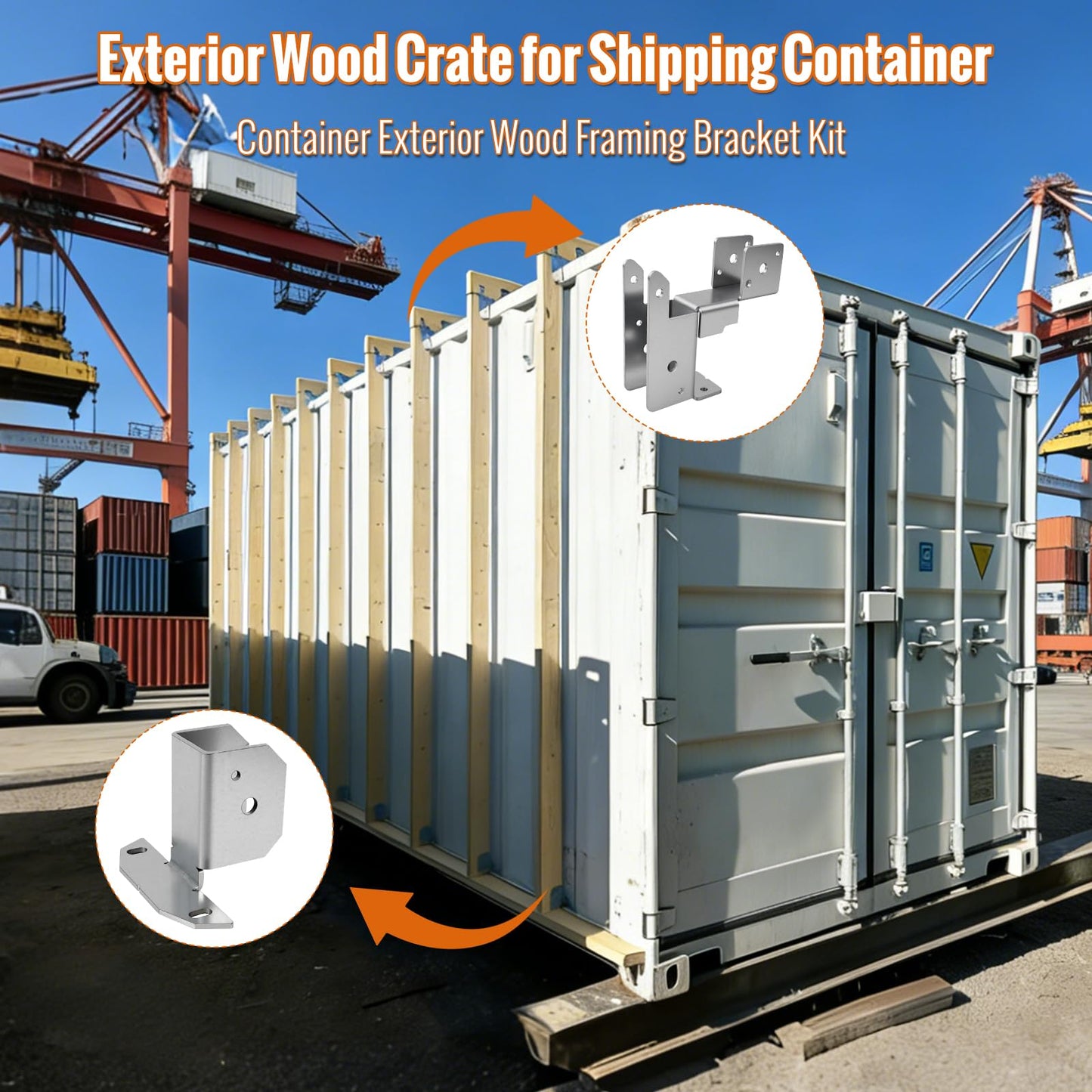Container Exterior Wood Frame Bracket Kit | Heavy-Duty 2-Way Steel Brackets for Upper Decker Brackets | 48-Piece Set (20 Upper + 28 Lower) with All Installation Screws | Industrial Fastening Solution