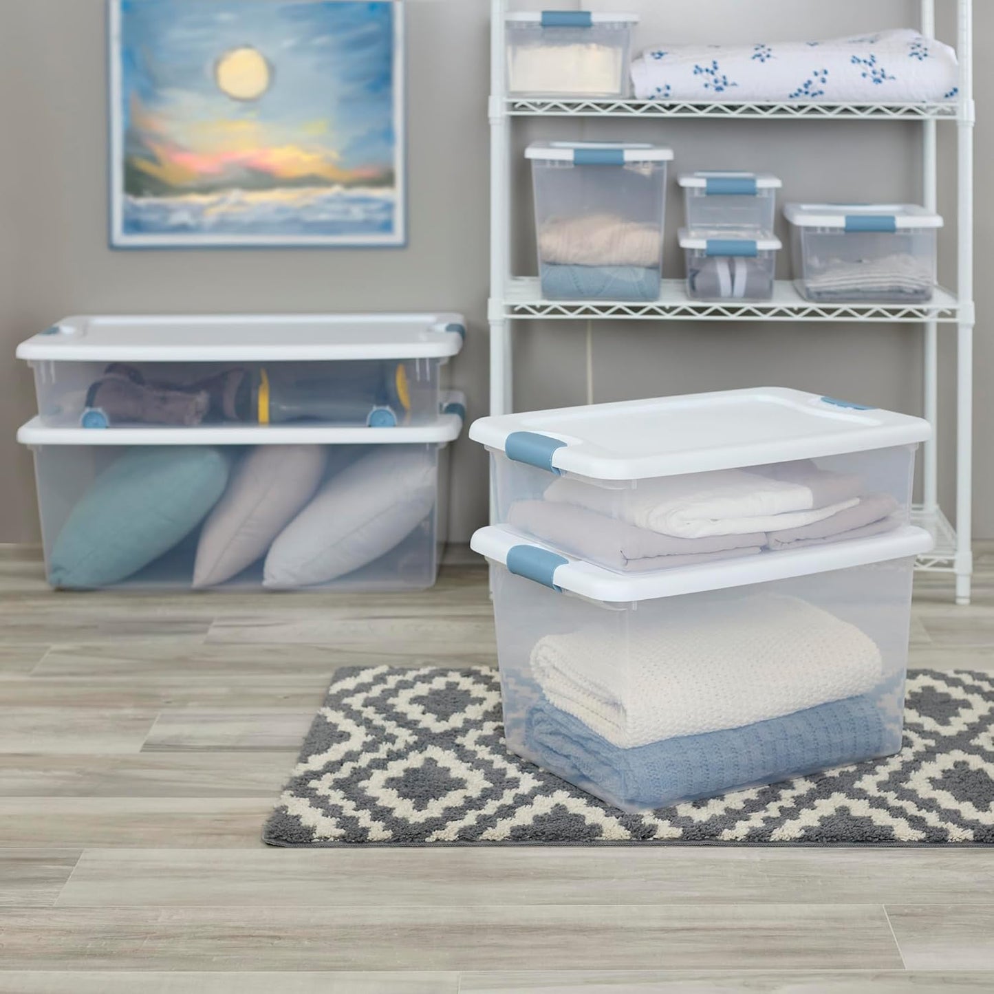 Sterilite 6-Pack Latching Storage Bins - Heavy-Duty 64 Quart Clear Plastic Containers for Organizing