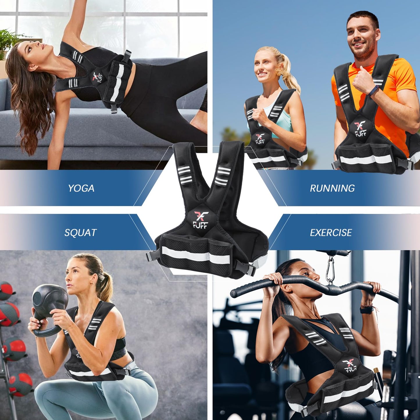 FUFF Weighted Vest Woman, 11-20 Lb Adjustable Weight Vest for Women Men, Female Strength Training Body Vest for Walking Exercise Running Workout