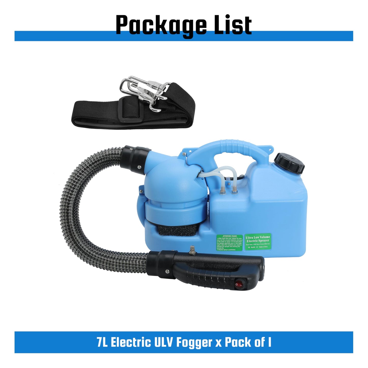 7L (1.85 Gallon) Electric ULV Fogger Machine, Portable Fogger Sprayer Machine Electric Atomizer Ultra Low Volume Sprayer for Home Indoor and Outdoor Spraying Use, 1 Pack