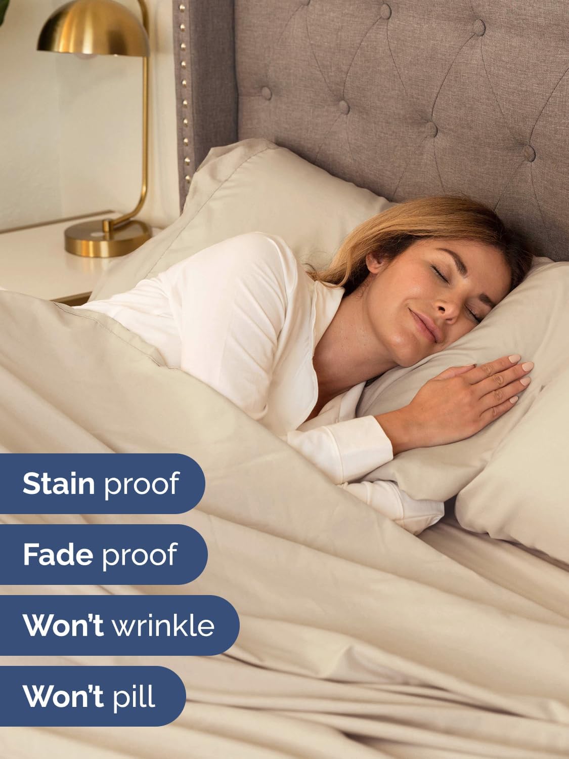 Skiennix Extra Deep Queen Sheet Set - 6-Piece Breathable Cooling Bedding - Soft, Wrinkle-Free Wheat Color