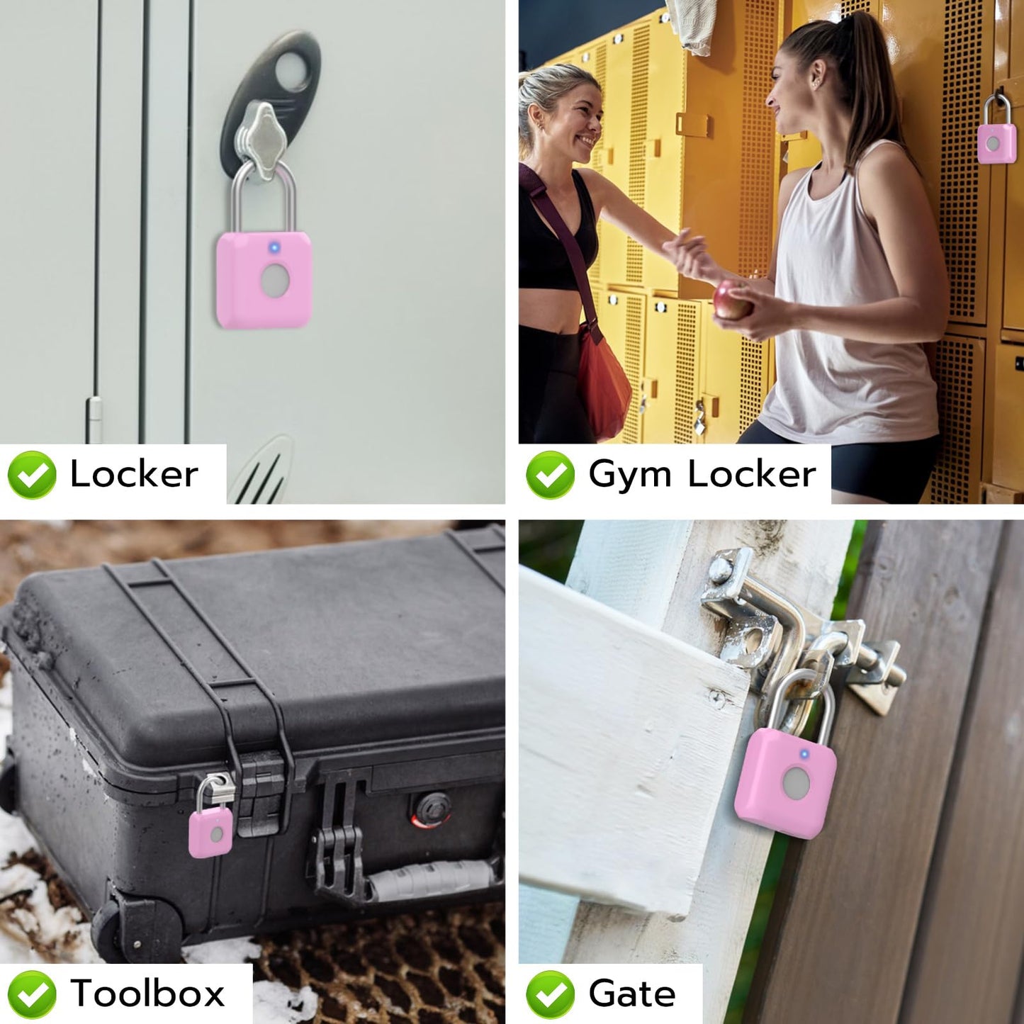 Fingerprint Padlock,Smart Padlock with APP Unlock,Fingerprint Locker Lock,USB Rechargeable for Gym Locker,Locker, School,Storage, Luggage