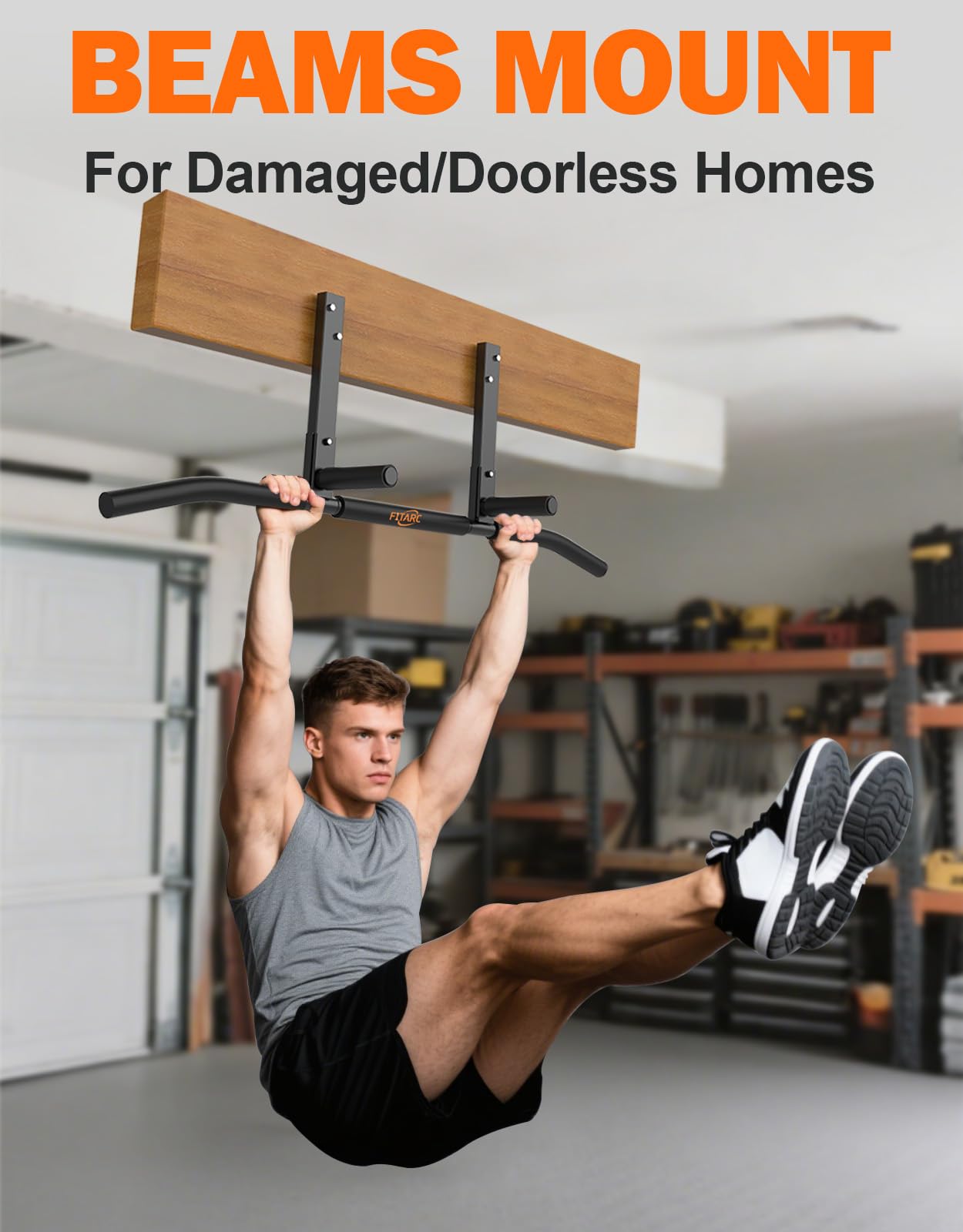 Fitarc Joist Mount Pull Up Bar, Chin Up Bar Ceiling Mount, Heavy Duty Home Gym Workout Equipment, Upper Body Trainer, 42 in Wide -Patent Pending