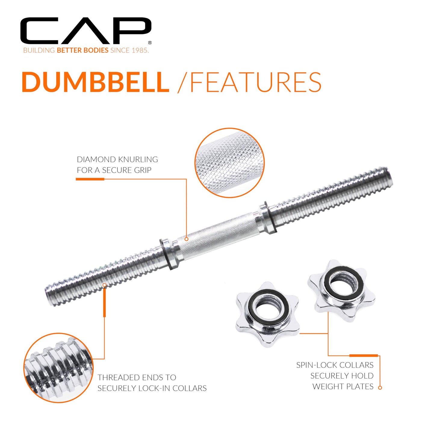 CAP Barbell 52.5 lb Set Adjustable Dumbbell Set - Single Handle | Classic Adjustable Dumbbells with Weight Plates, Star Lock Collars, and Connector for Home Gym Strength Training