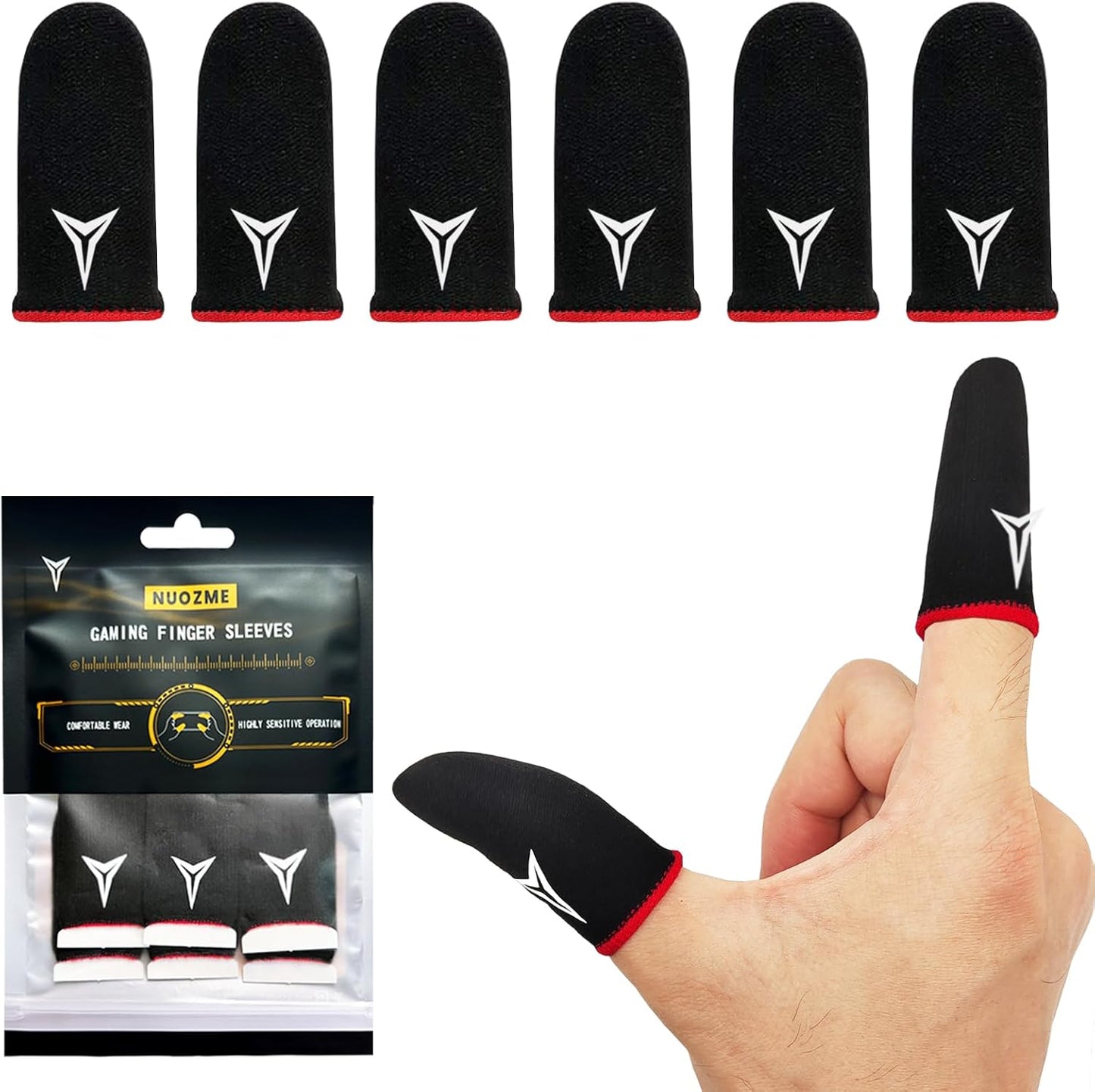 6 Pack Nuozme 0.15mm Mobile Phone Gaming Finger Sleeves, Finger Sleeves Compatible with All Touchscreen Devices
