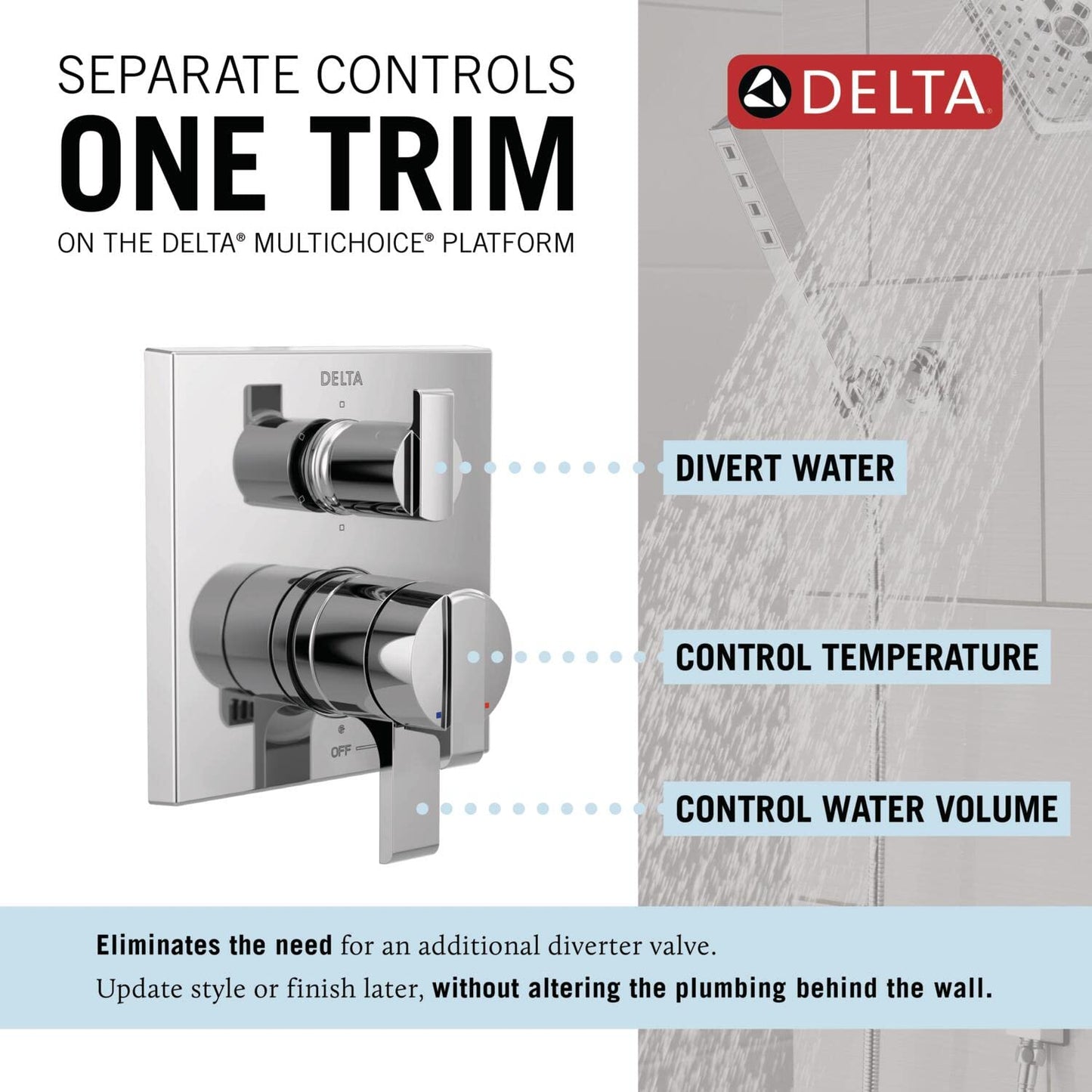 Delta Faucet Ara 17 Series 6-Setting Integrated Diverter Valve Trim Kit, Chrome Diverter Valve Trim Kit, Shower Trim Kit, Chrome T27967 (Valve Not Included)
