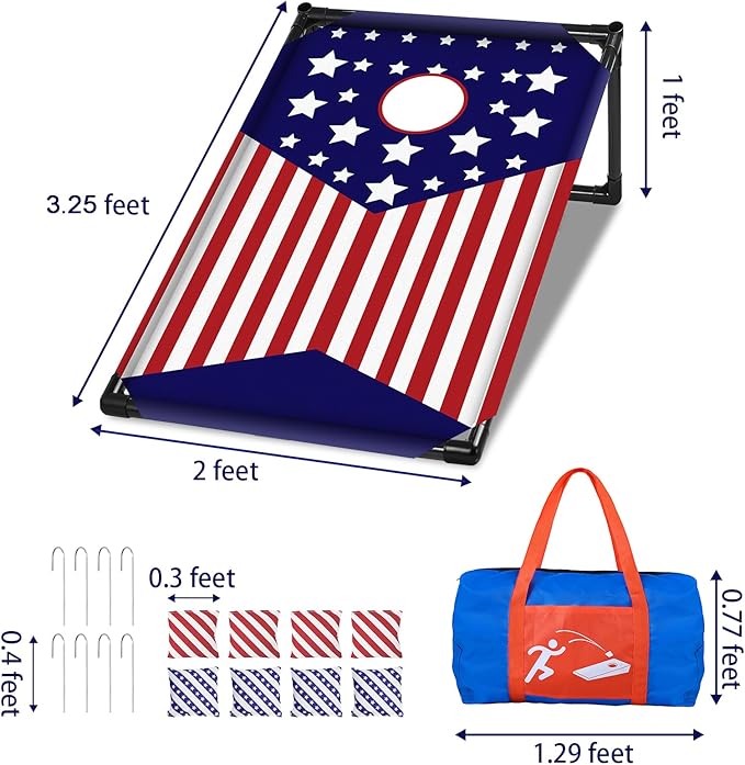 NZQXJXZ 3x2 ft Cornhole Board Set with 8 Bean Bags and Carrying Bag, Outdoor Toss Game Set for Kids and Adults, Portable Corn Hole Sets for Beach Lawn Backyard
