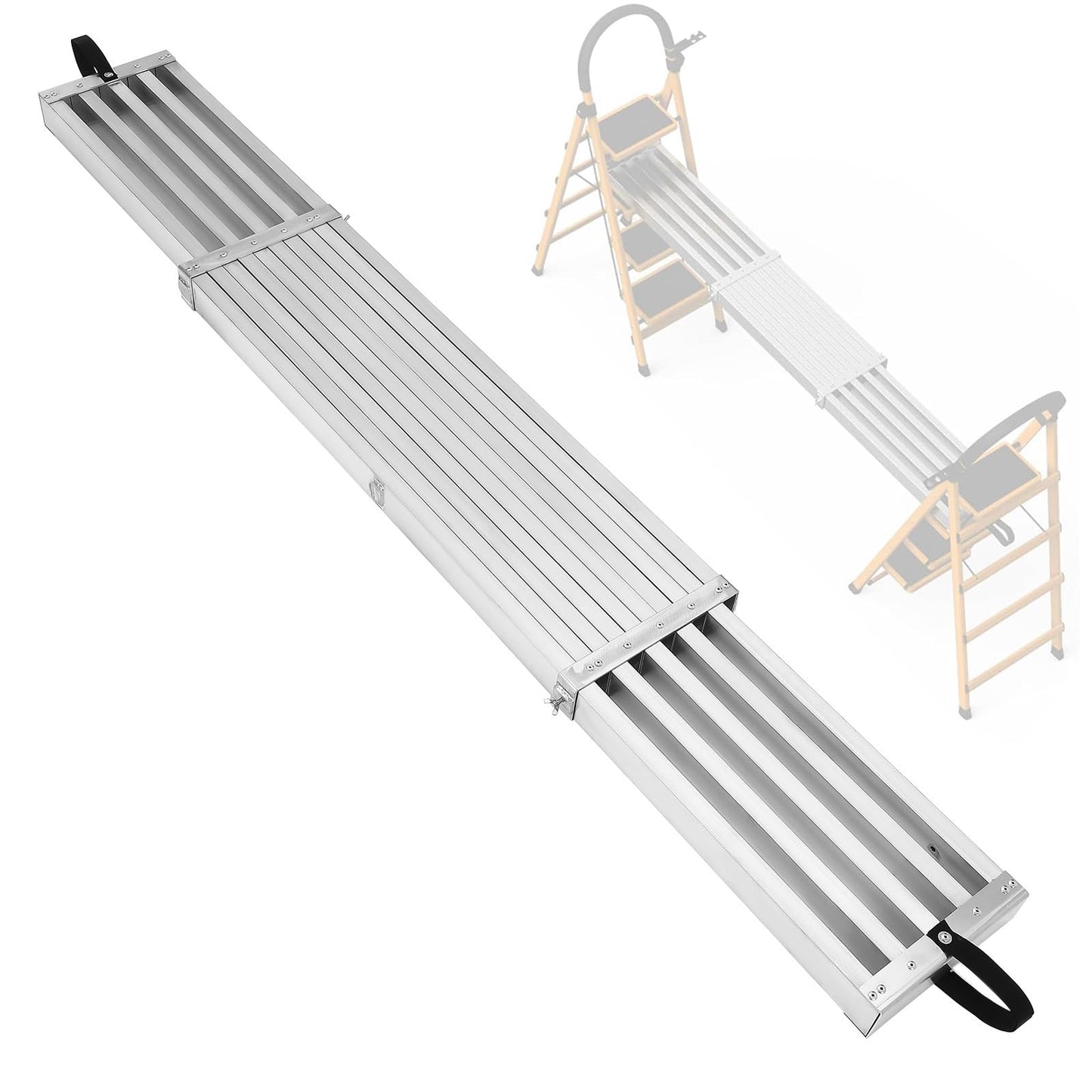 8FT-13FT Telescoping Plank, Aluminum Work Platform with Anti-Slip Surface, 440lbs Load Capacity, Extendable Scaffold Plank for Painting Repair Cleaning
