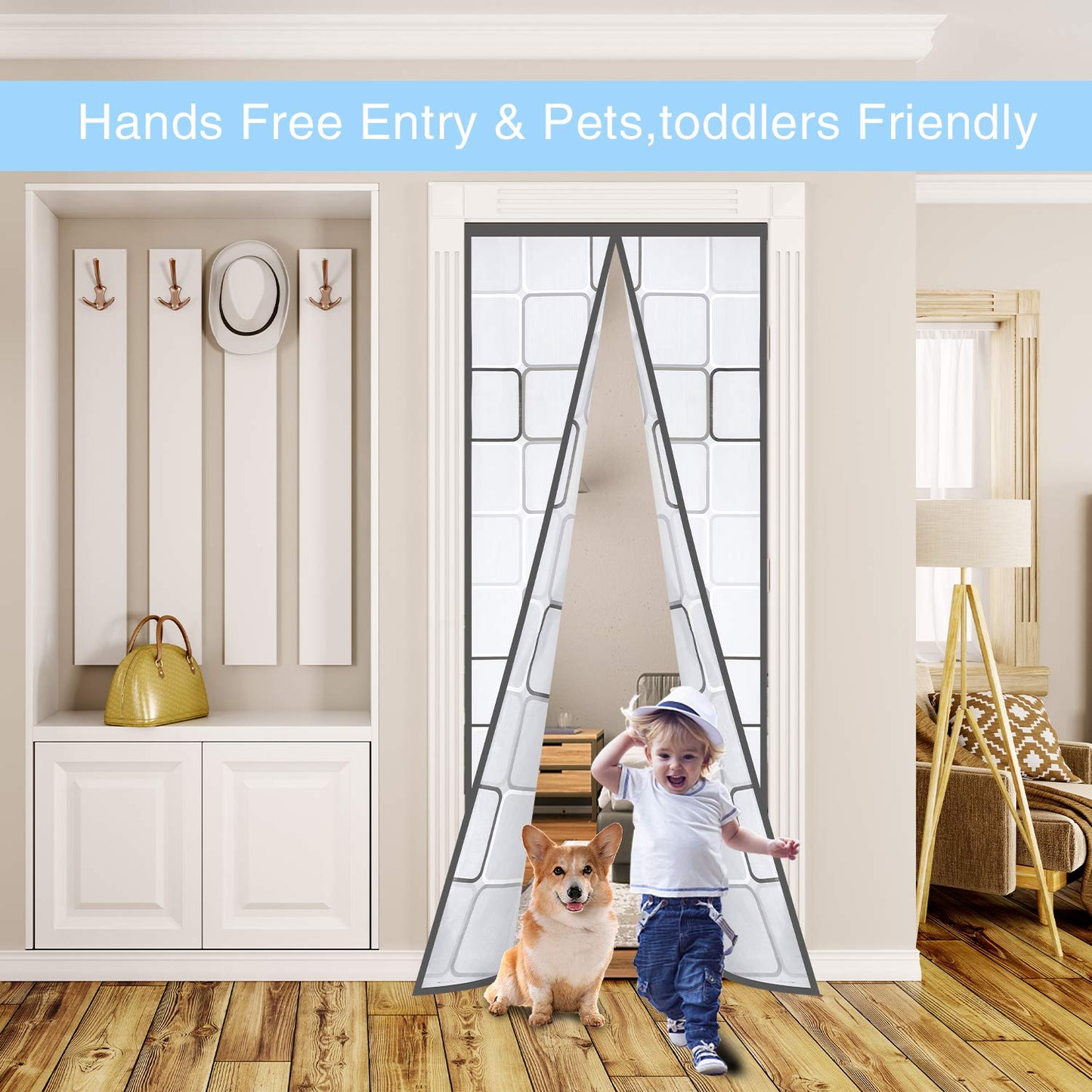 Insulated Door Curtain, Thermal Magnetic Self-Sealing EVA Door Screen Winter Stop Draft Keep Cold Out Door Cover for Kitchen, Bedroom, Air Conditioner Room,Hands Free (37" x 82")