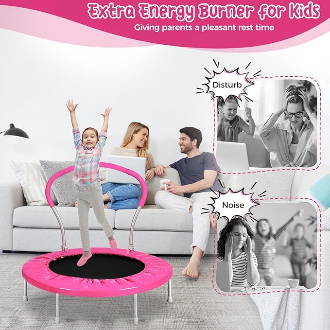 Mini Trampoline for Kids, Indoor Toddler Trampoline with Handle, Child Small Rebounder Trampoline for Indoor and Outdoor Use