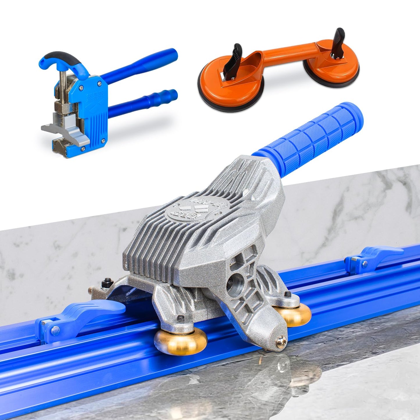 87-Inch Tile Cutter - Manual Cutting Tool for Large Format Ceramic Porcelain Tiles, Professional Porcelain Slab Cutting Machine with Double Rails Design and Glass Suction Cup