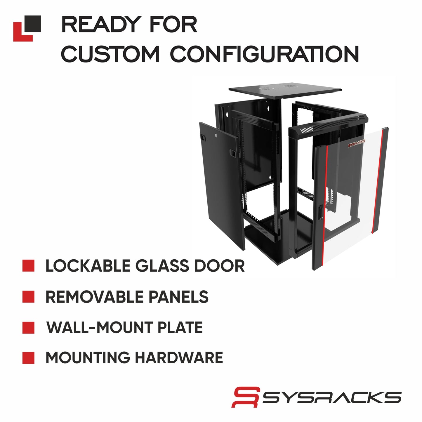 9U Wall Mount Home Lab Server Rack – 19" Locking Network Cabinet, 24" Deep Empty Rack Enclosure for Routers, NAS, Switches and Home Network Equipment