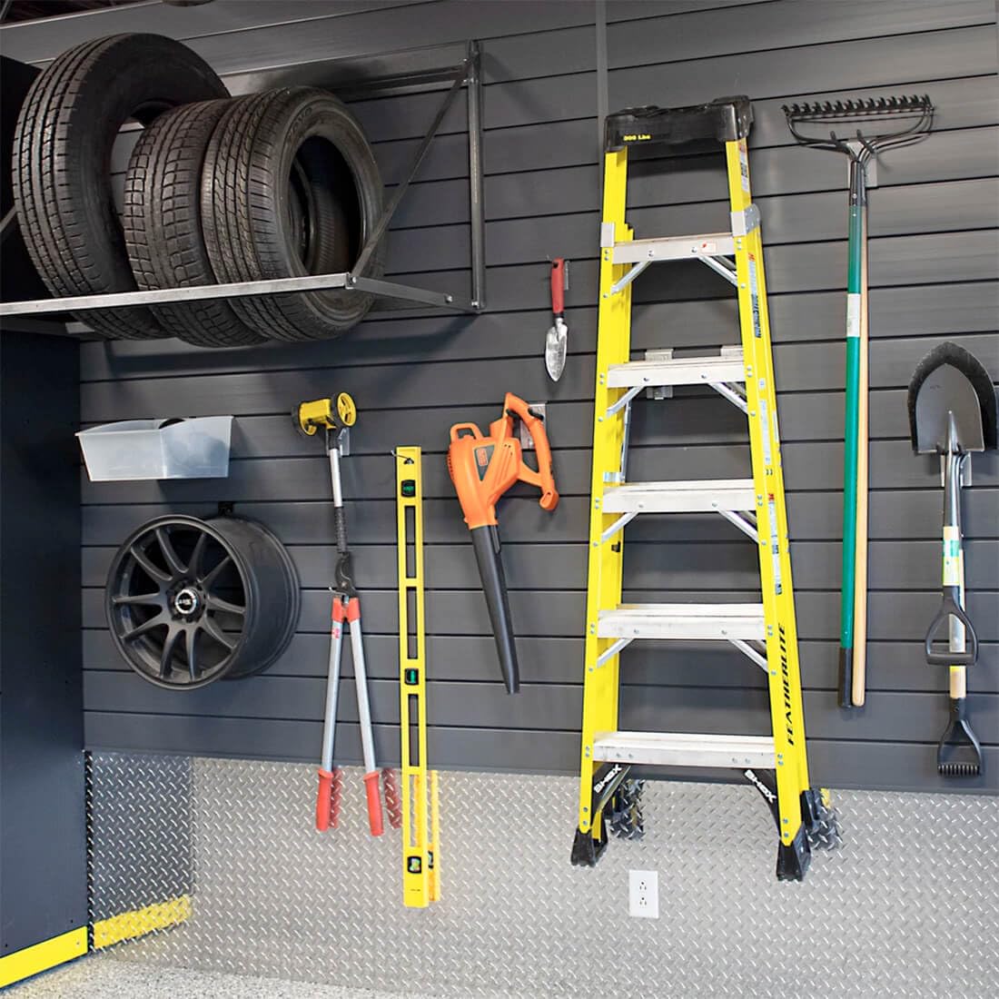 Proslat 88105 Heavy Duty PVC Slatwall Garage Organizer, 8-Feet by 4-Feet Section, 10 Panels, Charcoal (Dark Grey)