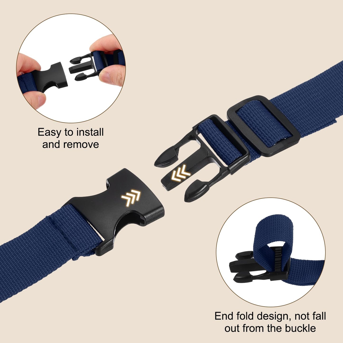 PATIKIL Utility Straps with Quick Release Buckle, (1 Inch x 8 Feet, Dark Blue) (3 Pcs) Adjustable Luggage Polyester Straps Backpack Webbing, Suit for Sleeping Bag/Camping/Hiking