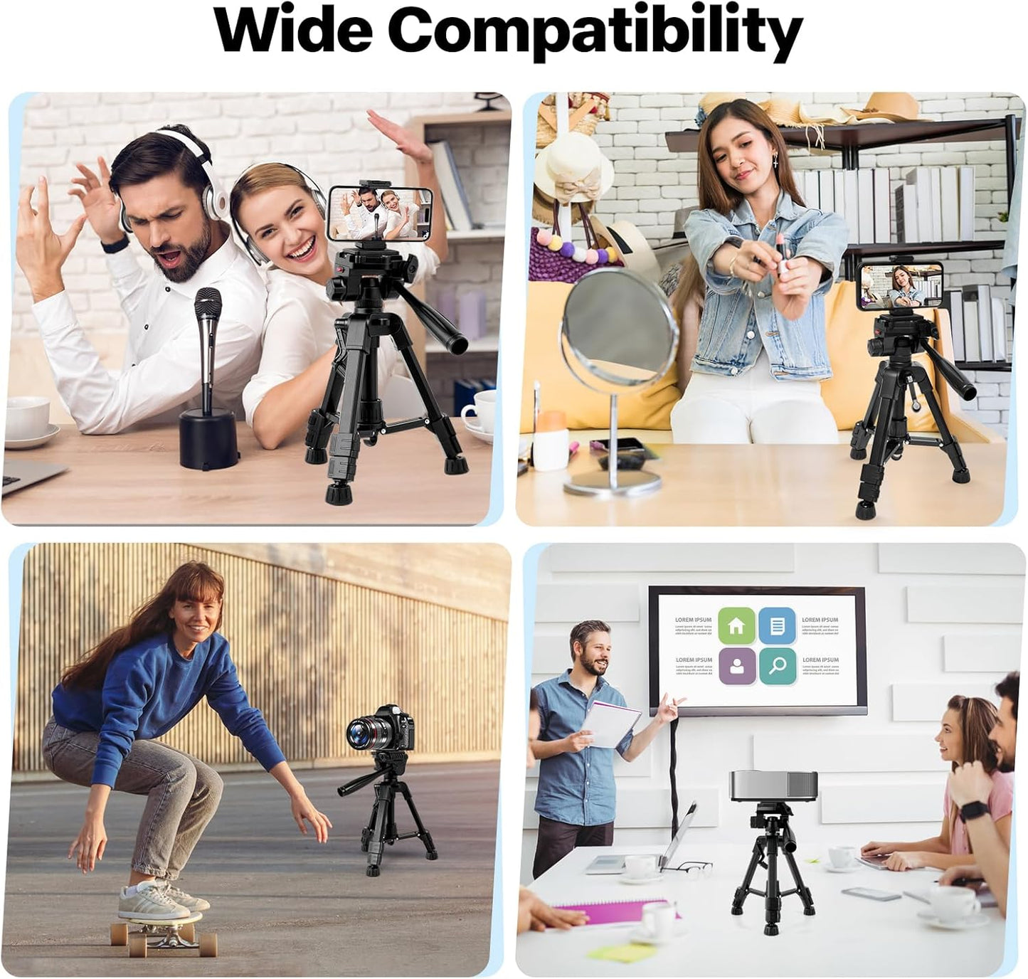 Kalofaye 25" 3 Mini Tripod for Camera & Phone, Aluminum Alloy Portable Tabletop Tripod with Way Pan Tilt Head, Handle