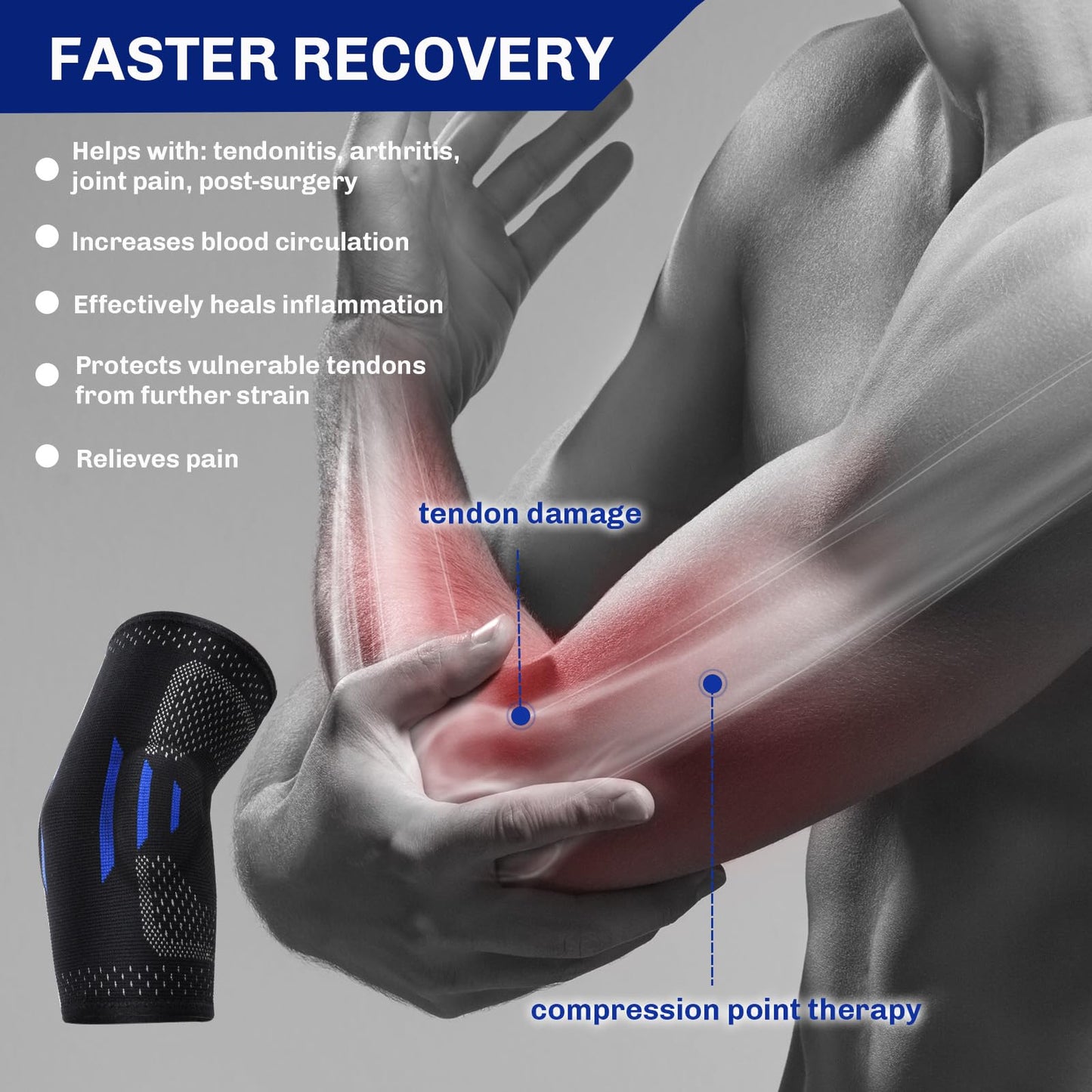 GINTRON Tennis Elbow Brace for Men Women, Compression Sleeve with Integrated Elbow Pads Breathable Tendonitis elbow Support Protector for Sports Golfer's Elbow Arthritis Treatment Reduce Joint Pain