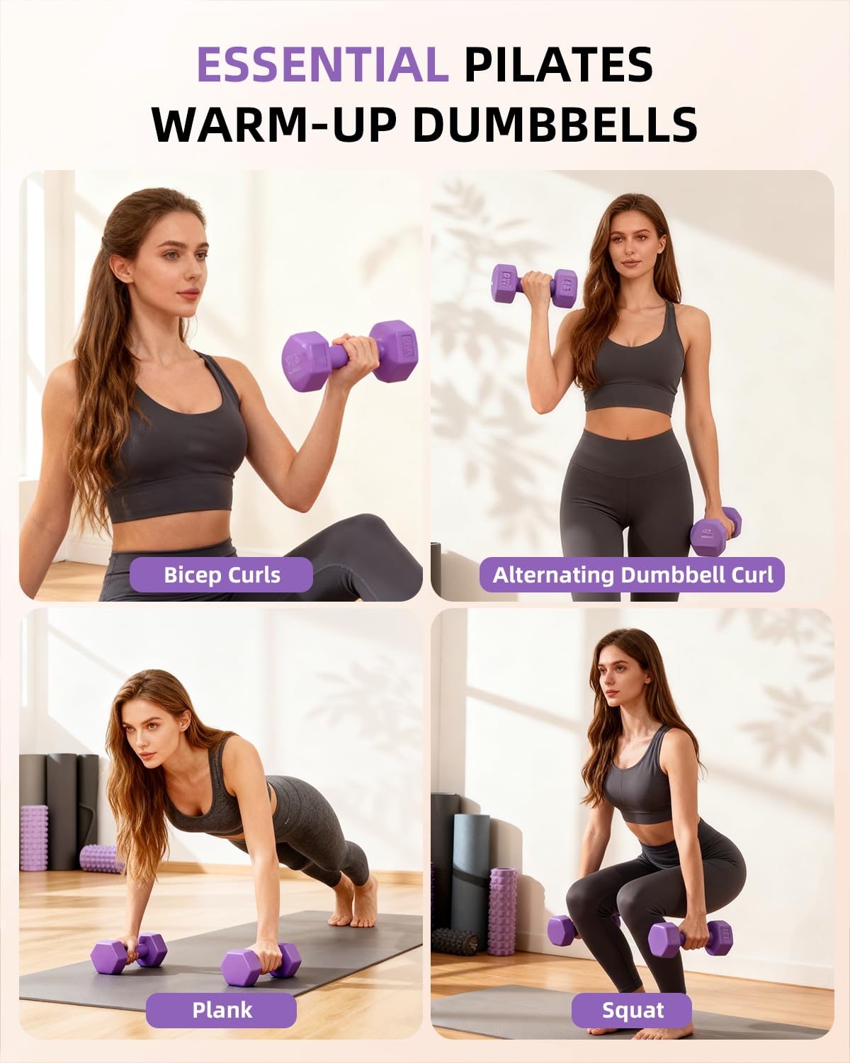 PILALON Pilates Ring Set - Studio-Grade Anti-Deformation Pilates Kit - Pilates Equipment for Home Workout - 14'' Pilates Ring, Pilates Ball, 2 Dumbbells, 5 Resistance Bands for Toning Arms, Thighs