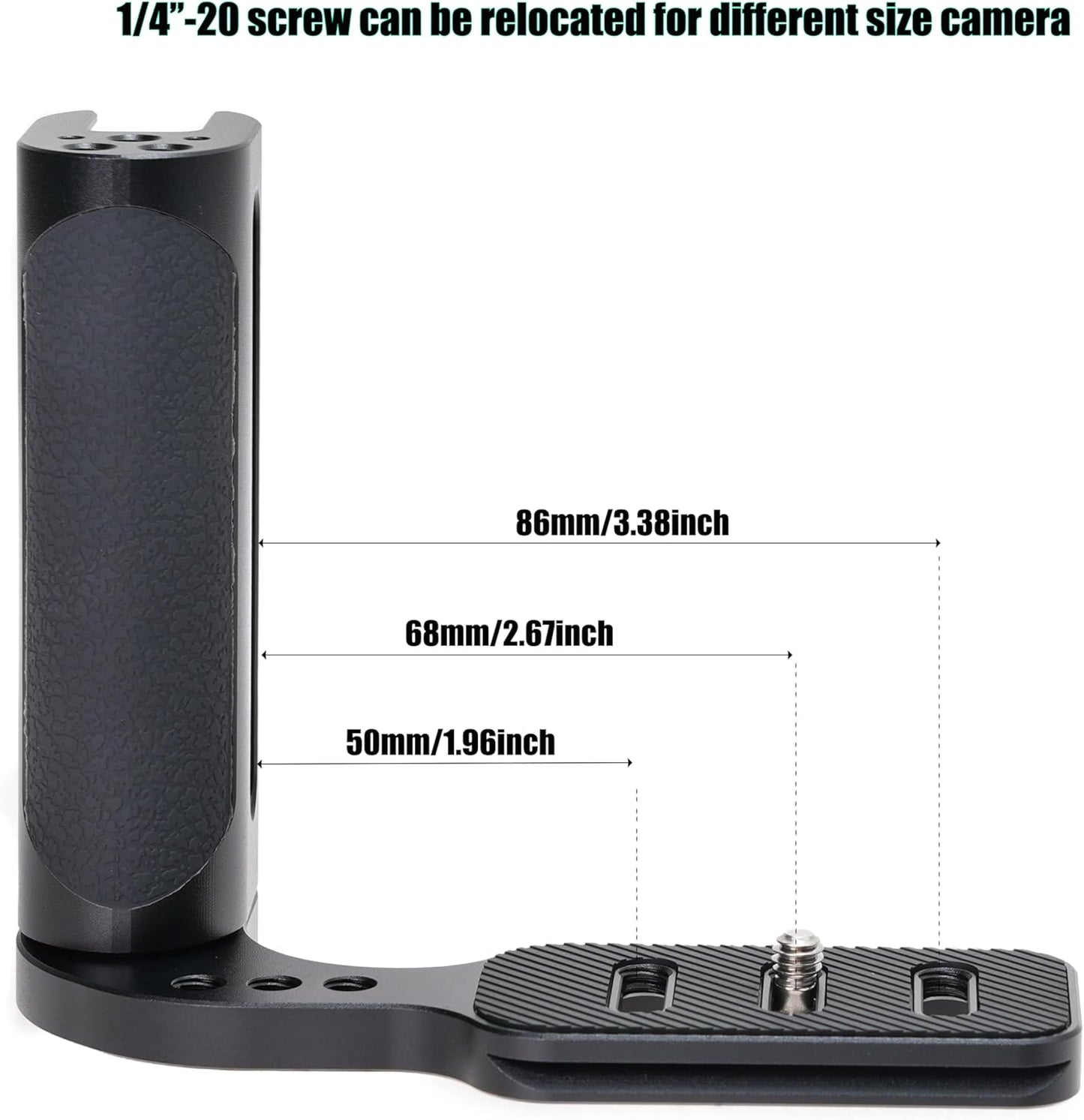 FOTGA 1/4"-20 Universal Side Handle Hand Grip Holder Video Stabilizer with Arca Swiss Base Plate