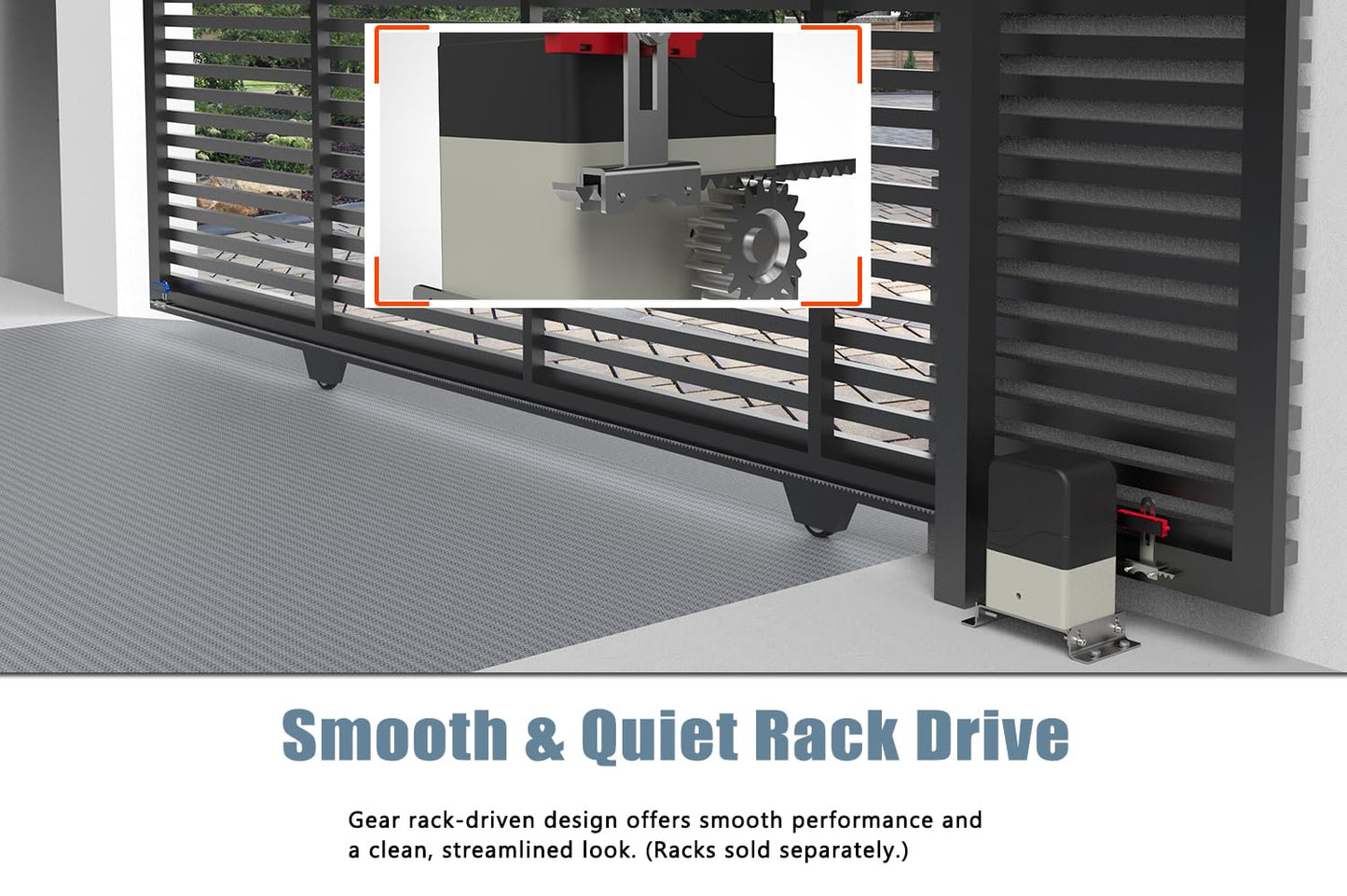Blütezeit Automatic Sliding Gate Opener 900lbs with 2 Remote Controls, Rack Driven Electric Slide Gate Motor for Driveway Fence Rolling Gates with Complete Hardware Kits (Racks NOT Included)