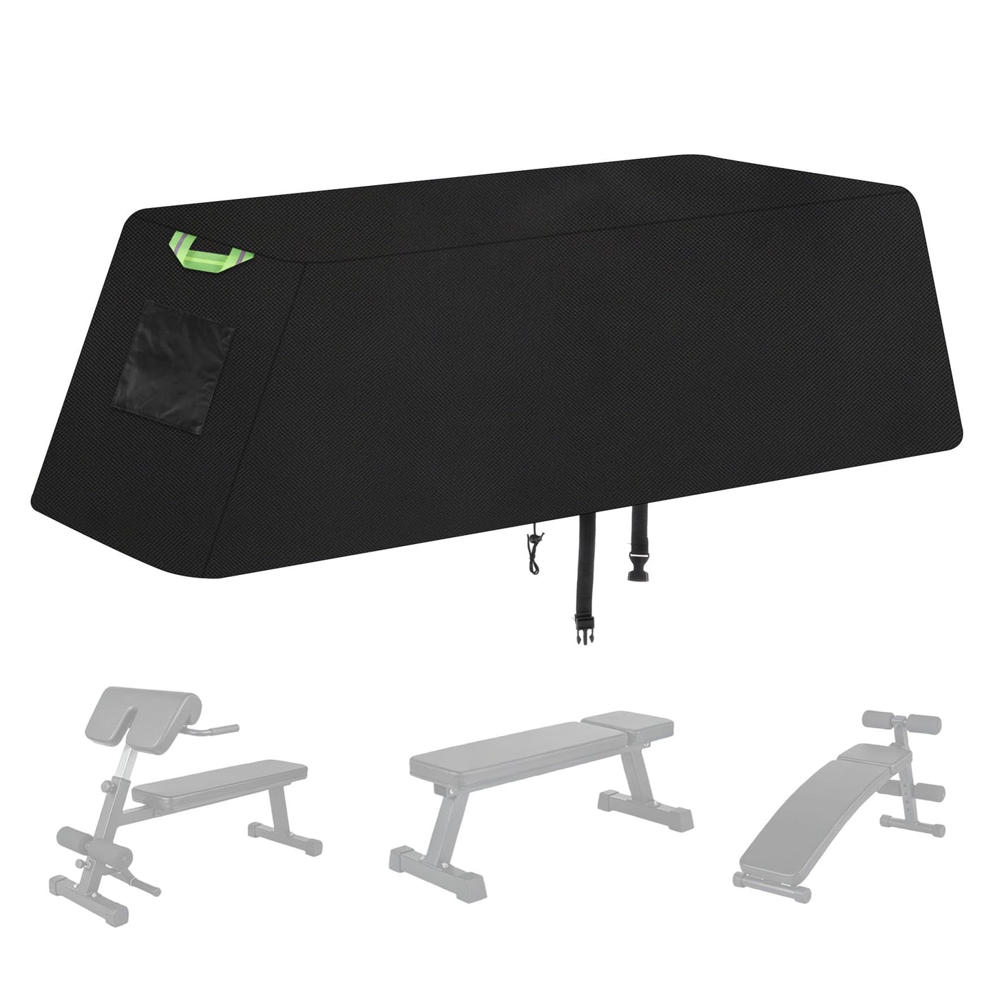 Klmnop Weight Bench Cover, Waterproof 420D Oxford Exercise Workout Bench Cover for Sit-up Board Flat Lifting Benches, Windproof with Drawstring & Fluorescent Handles, 51"x24"x18"(Black)