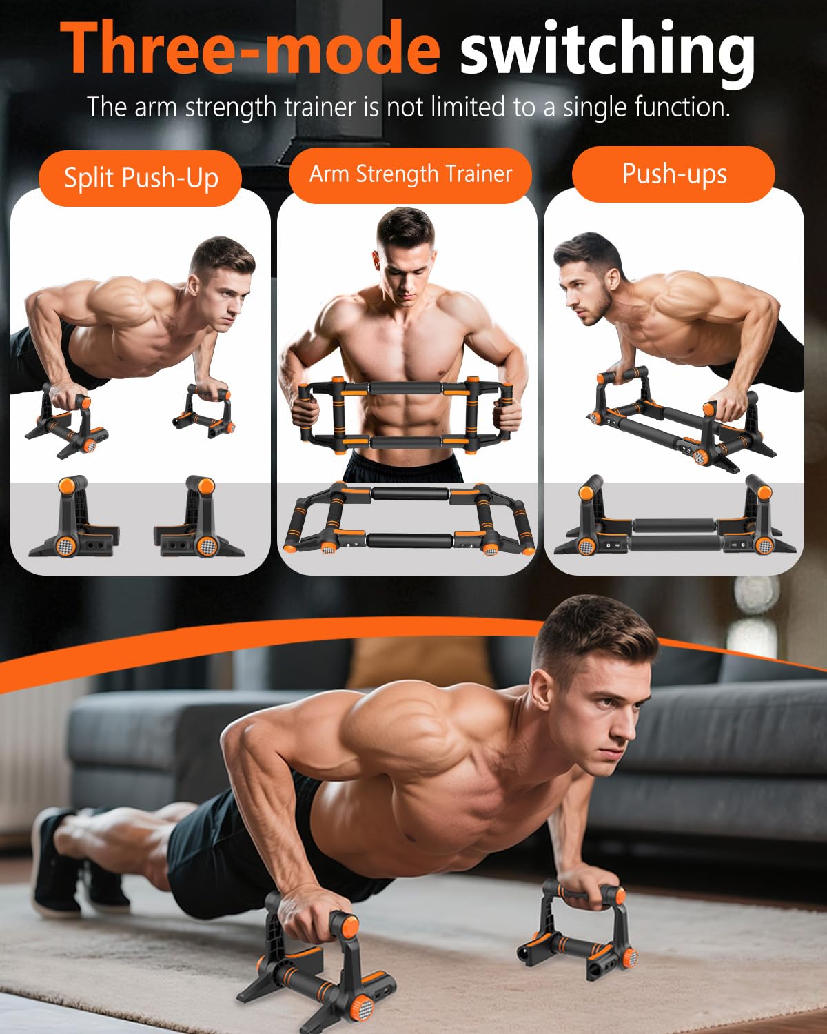 HIFGROD Twister Arm Trainer - 3-in-1 Adjustable Chest Workout Equipment,Portable Home Gym Chest & Arm Workout, Push Up Bars, 60-140lbs Resistance for Men Women
