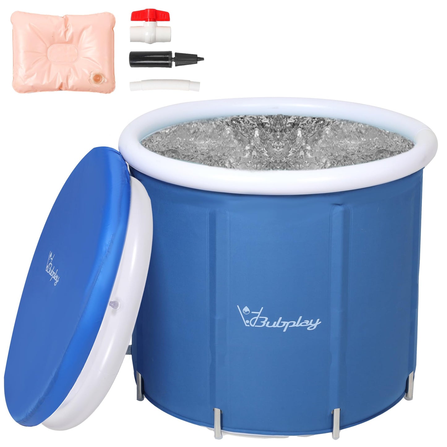 XL Ice Bath Tub for Athletes & Adults - 105 Gallons Ice Tub, Cold Plunge Tub with Cover, Ice Plunge Tub for Recovery & Cold Water Therapy, Inflatable Ice Bath Barrel for Indoor Outdoor - Blue