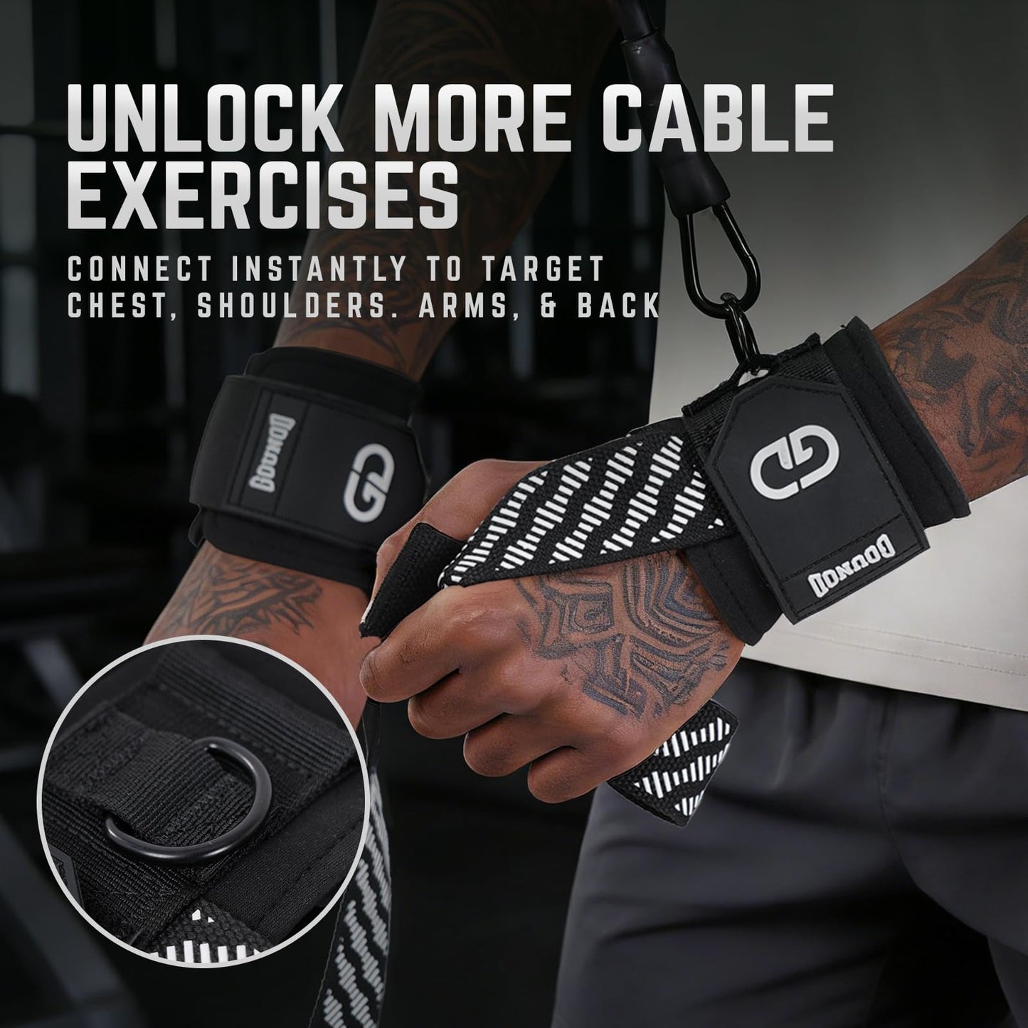 GOUNOD Lifting Wrist Straps with D Ring for Weightlifting & Gym – Heavy Duty Padded Wrist Support for Men & Women – Non-Slip Hand Grip Straps for Deadlifts, Pull Ups, Cable Machines & Bodybuilding